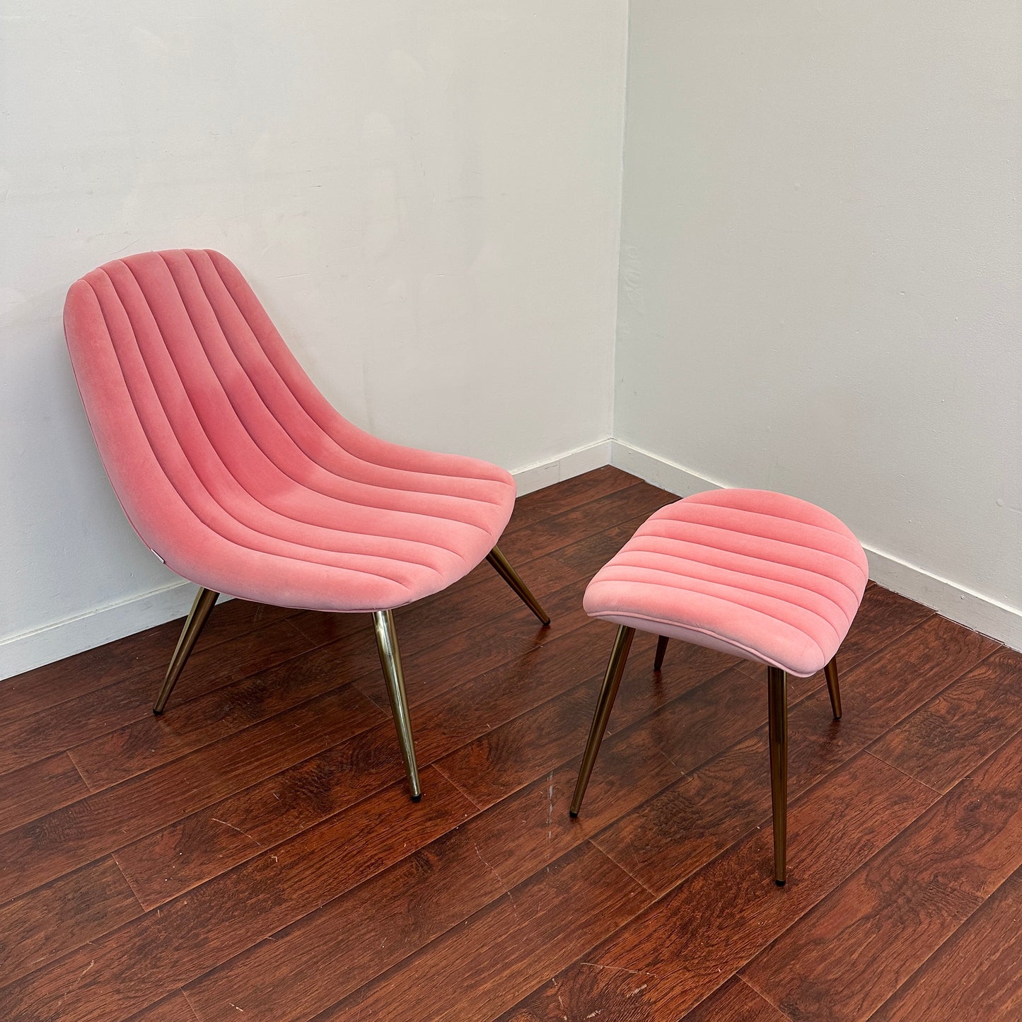 Marlene Velvet Accent Chair and Ottoman