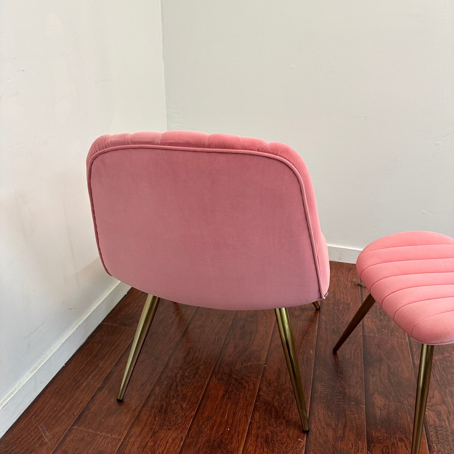 Marlene Velvet Accent Chair and Ottoman