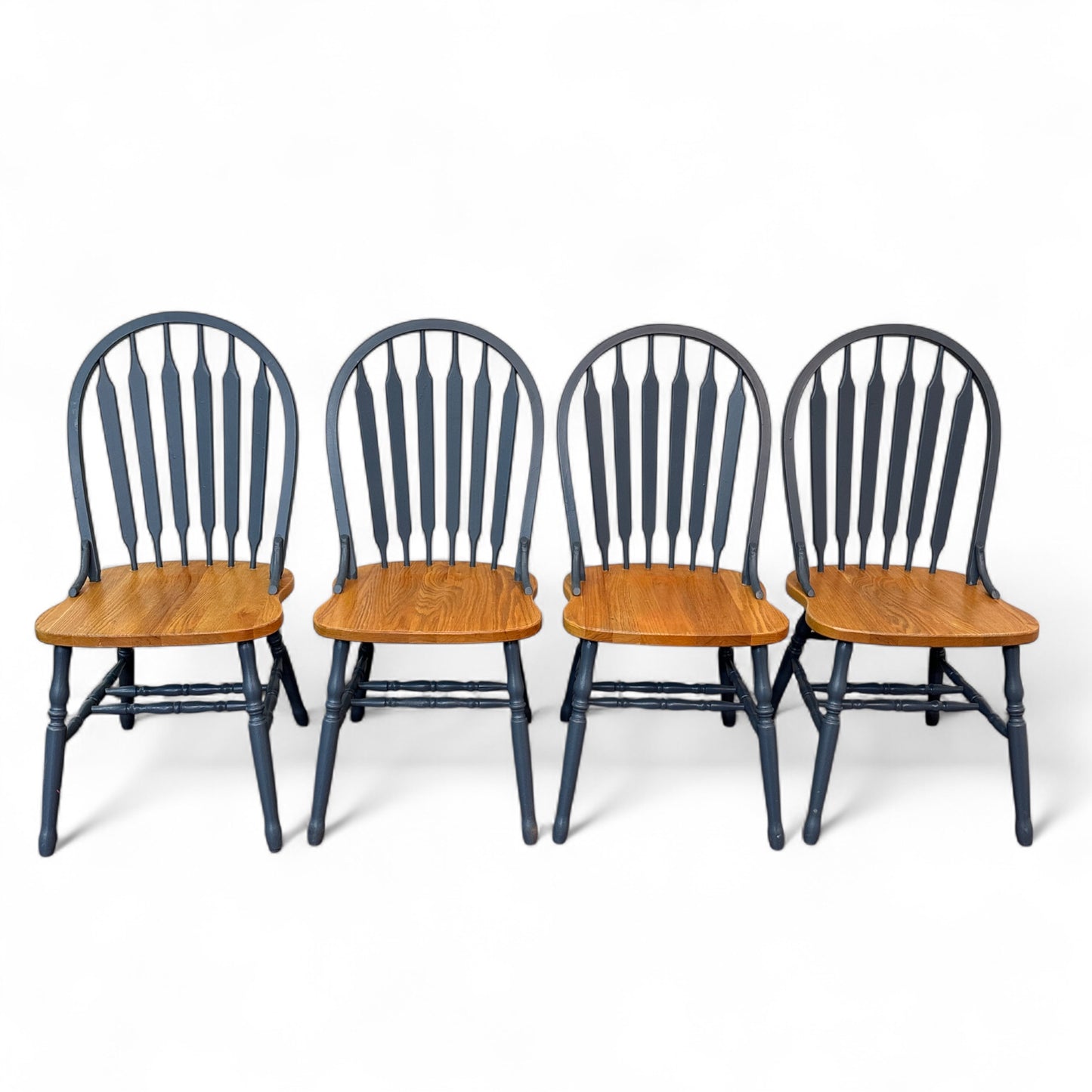 Oak & Blue Dining Chairs (set of 4)