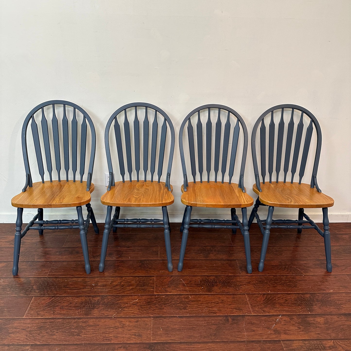 Oak & Blue Dining Chairs (set of 4)