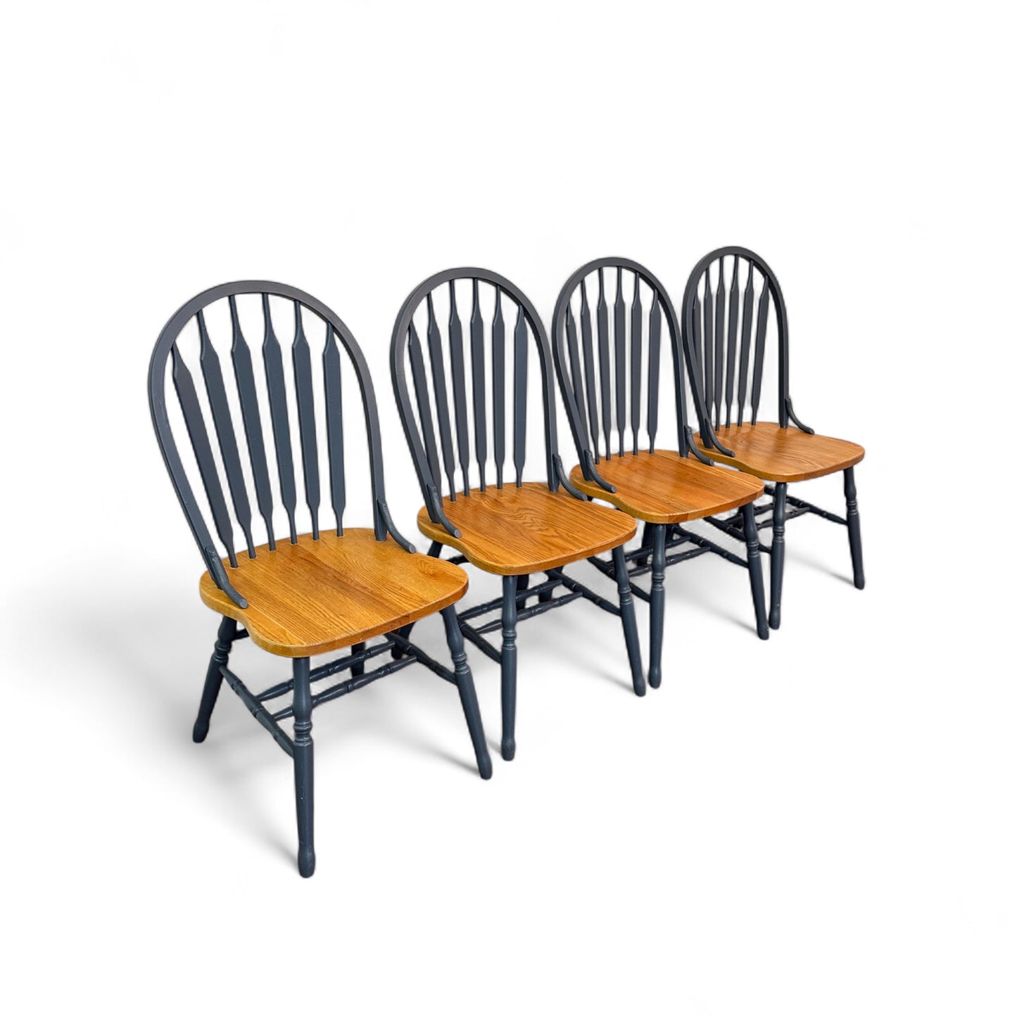 Oak & Blue Dining Chairs (set of 4)