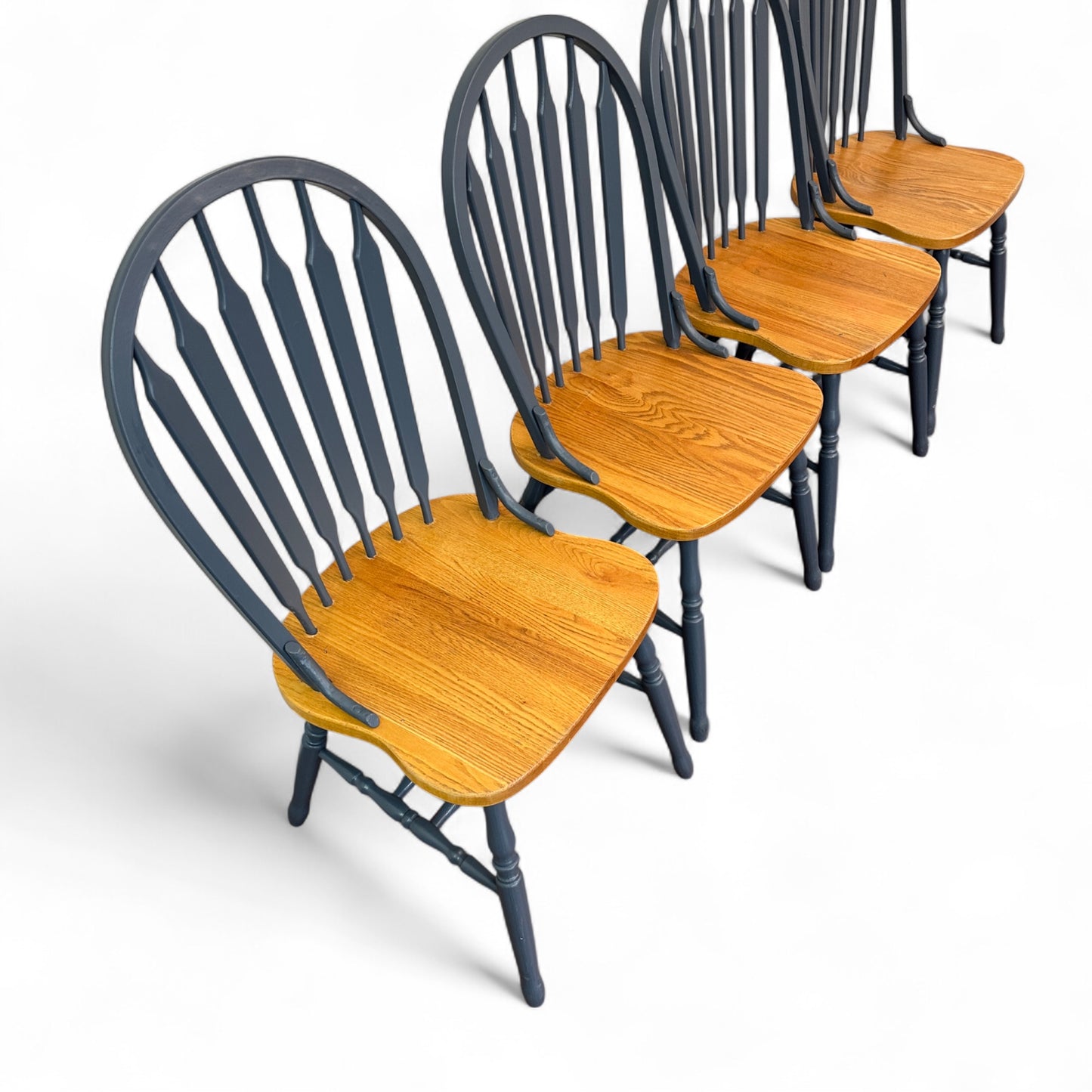 Oak & Blue Dining Chairs (set of 4)
