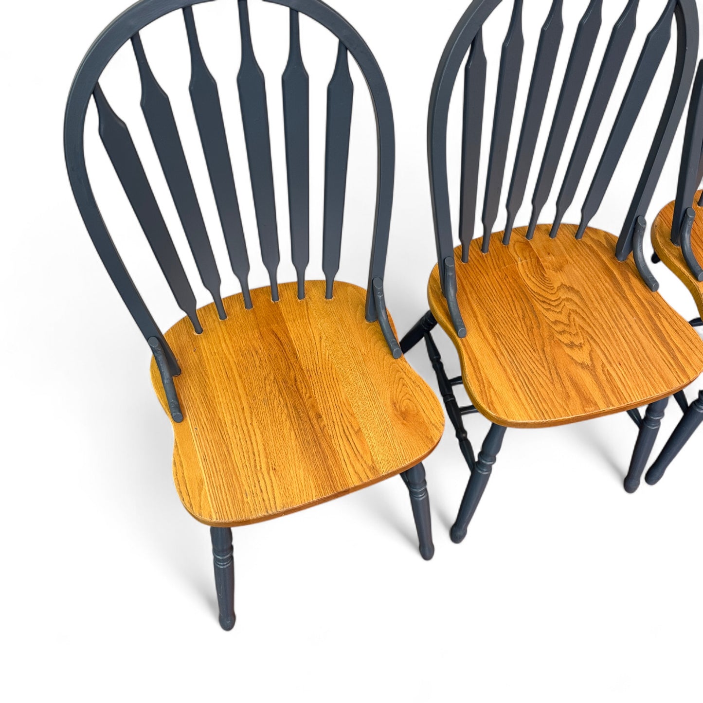 Oak & Blue Dining Chairs (set of 4)
