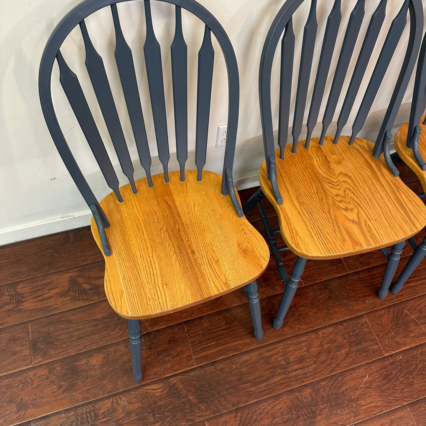 Oak & Blue Dining Chairs (set of 4)