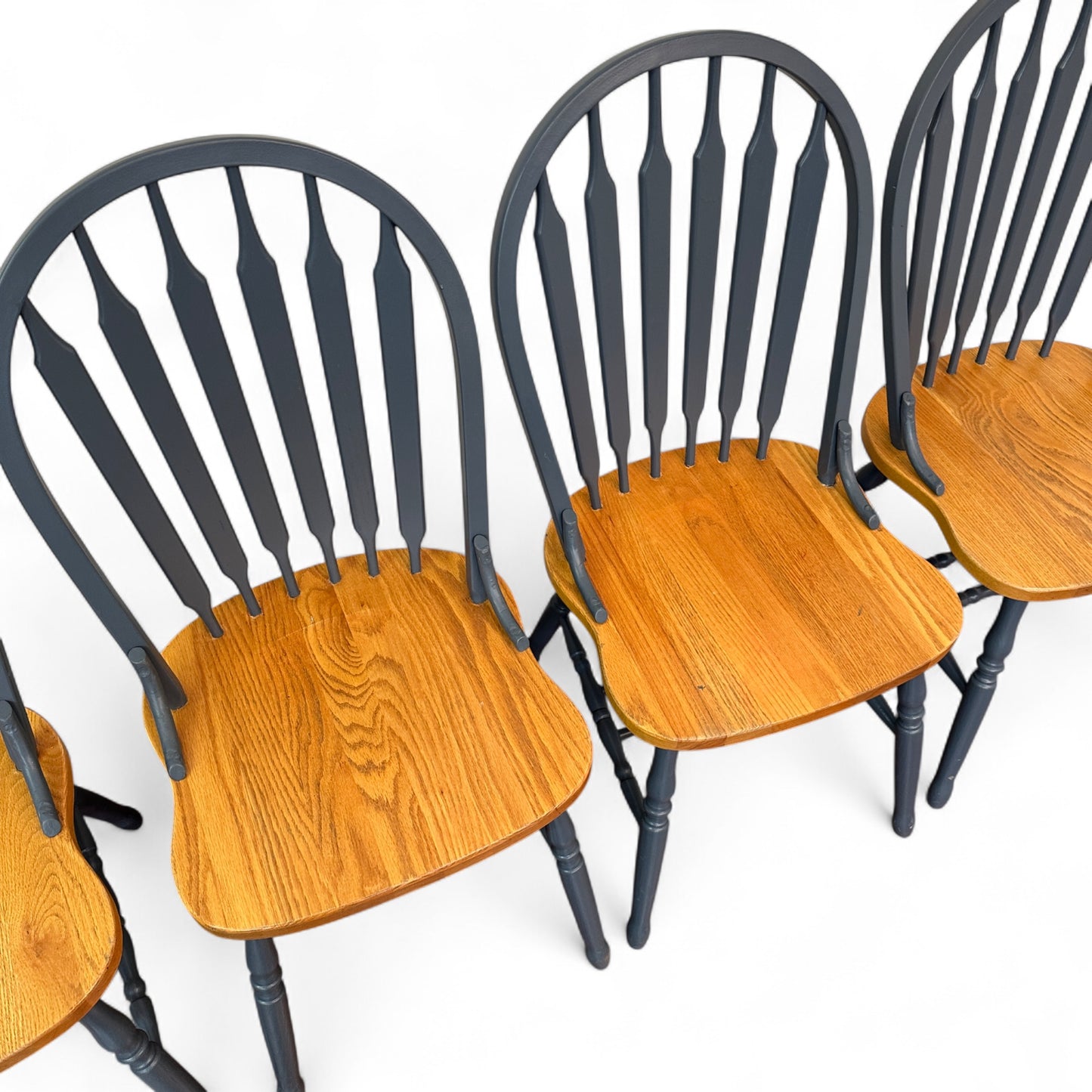 Oak & Blue Dining Chairs (set of 4)