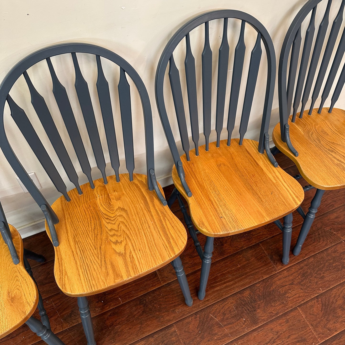Oak & Blue Dining Chairs (set of 4)