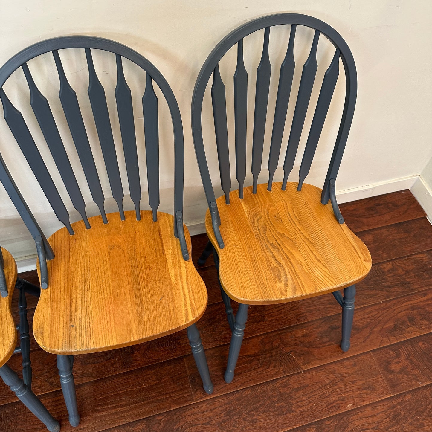 Oak & Blue Dining Chairs (set of 4)