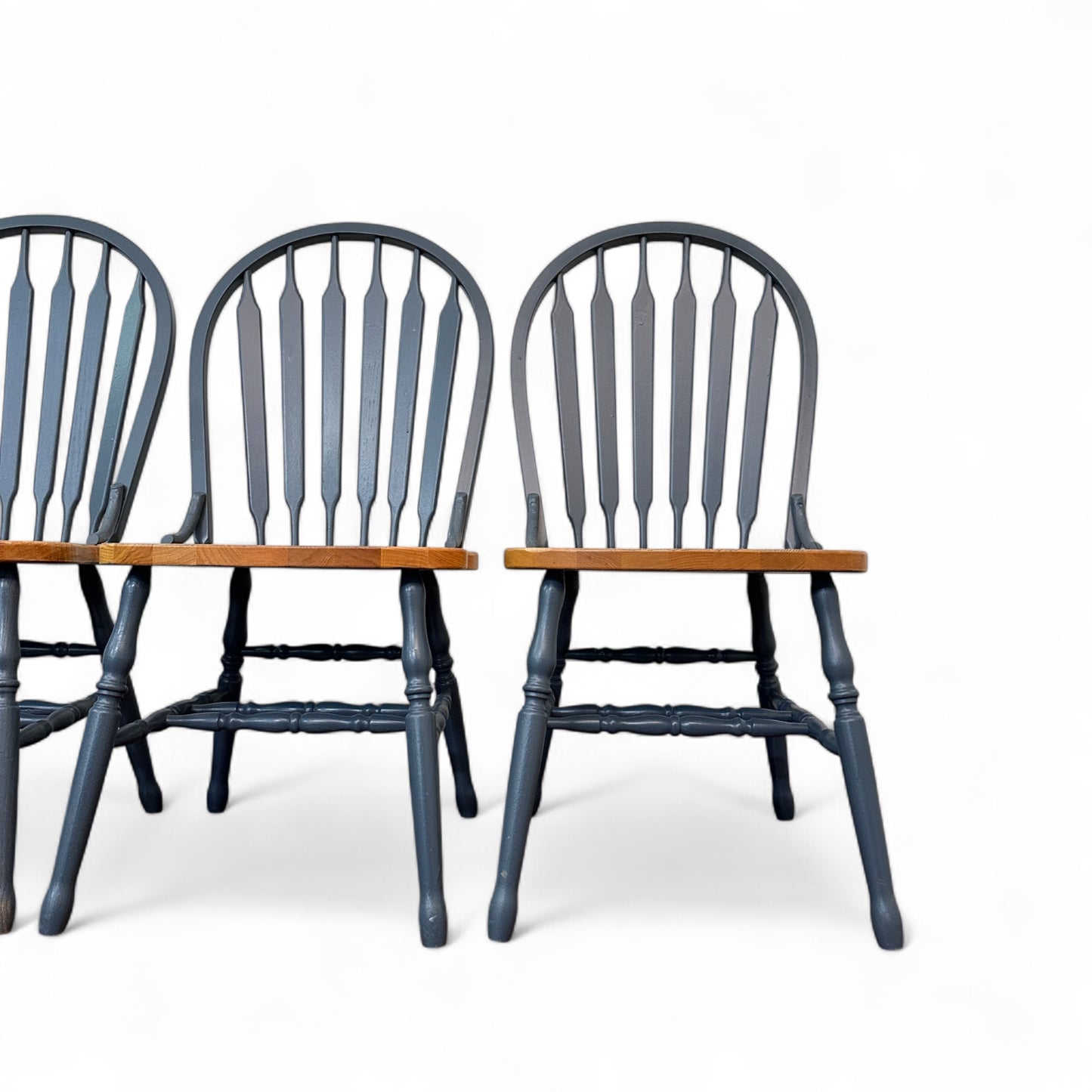 Oak & Blue Dining Chairs (set of 4)