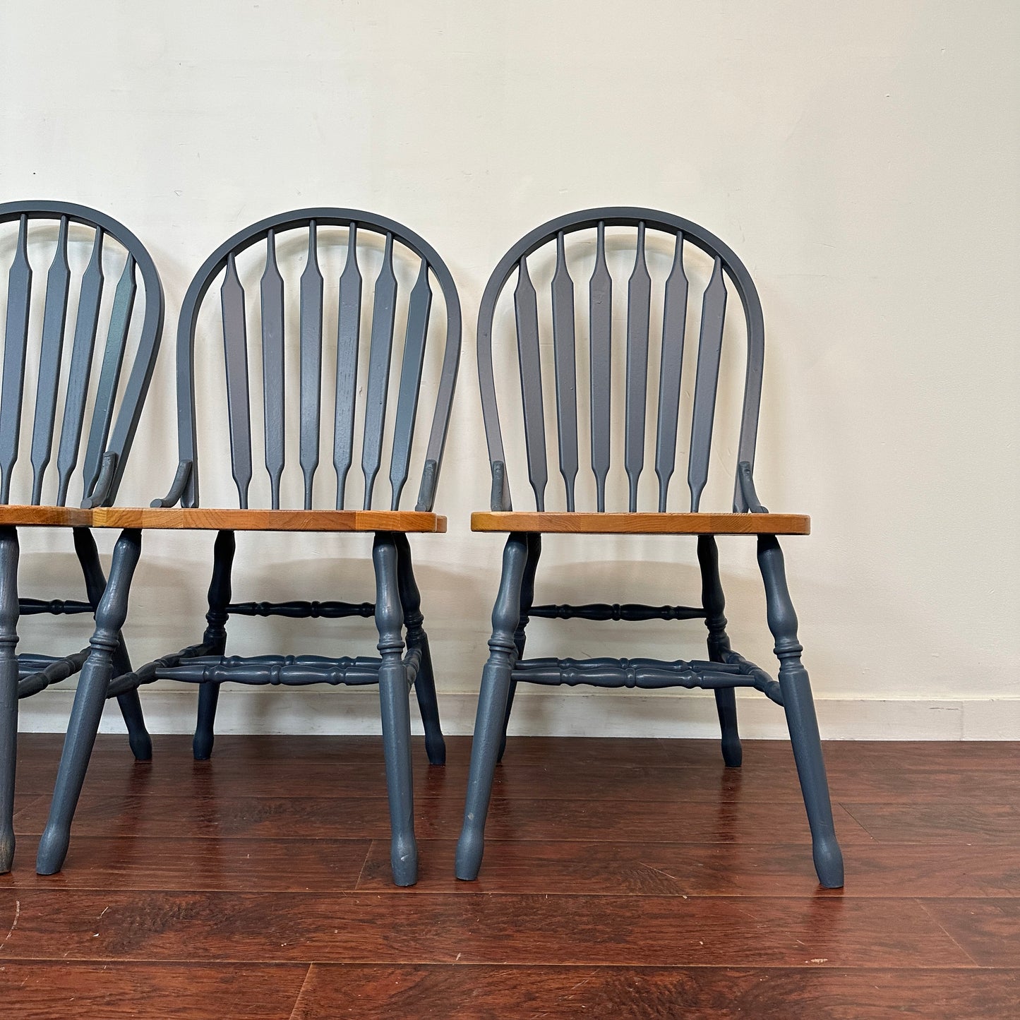 Oak & Blue Dining Chairs (set of 4)