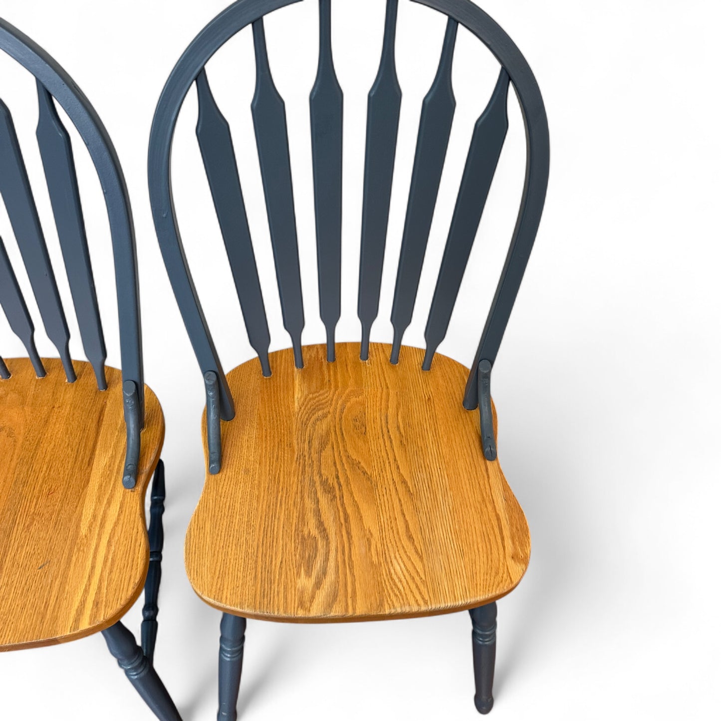 Oak & Blue Dining Chairs (set of 4)