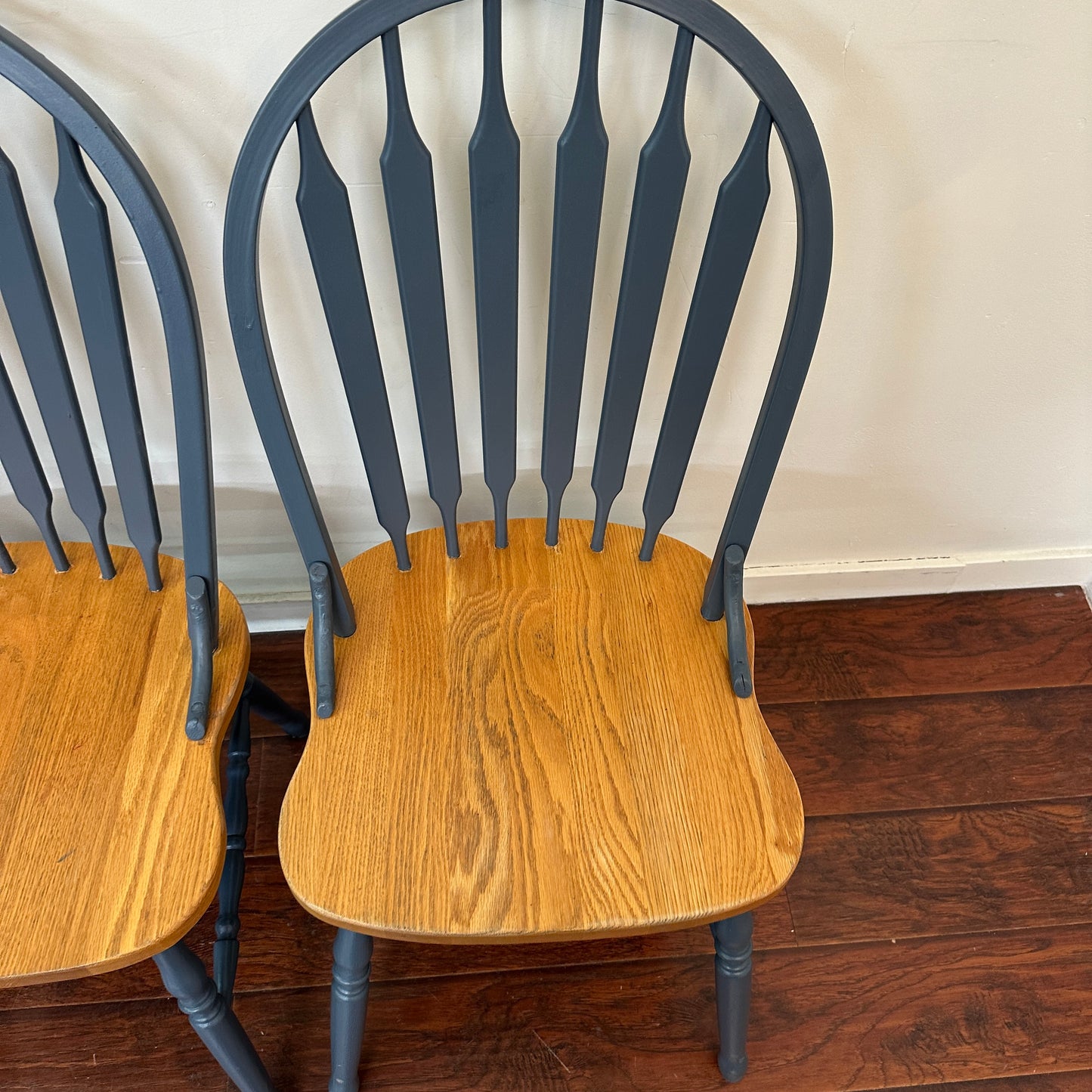 Oak & Blue Dining Chairs (set of 4)