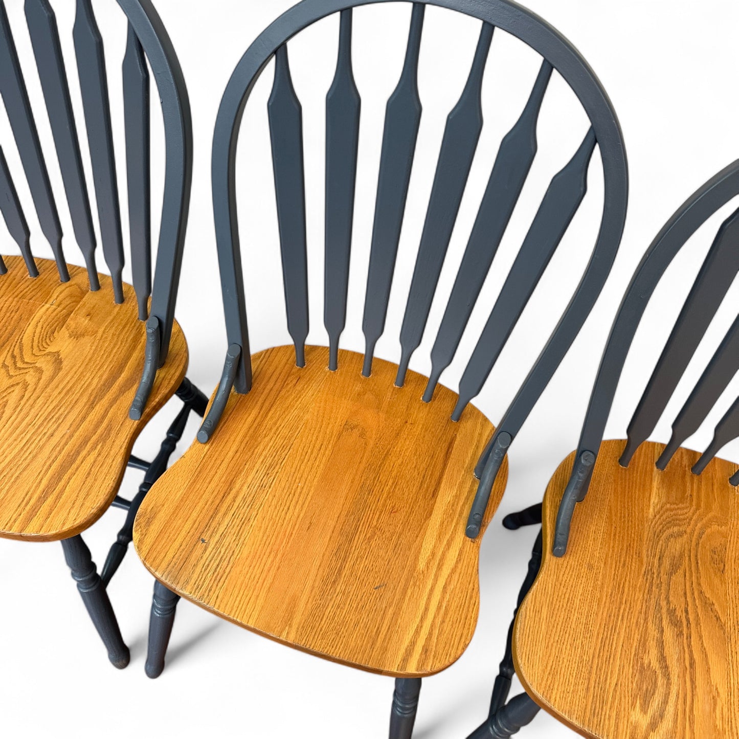 Oak & Blue Dining Chairs (set of 4)