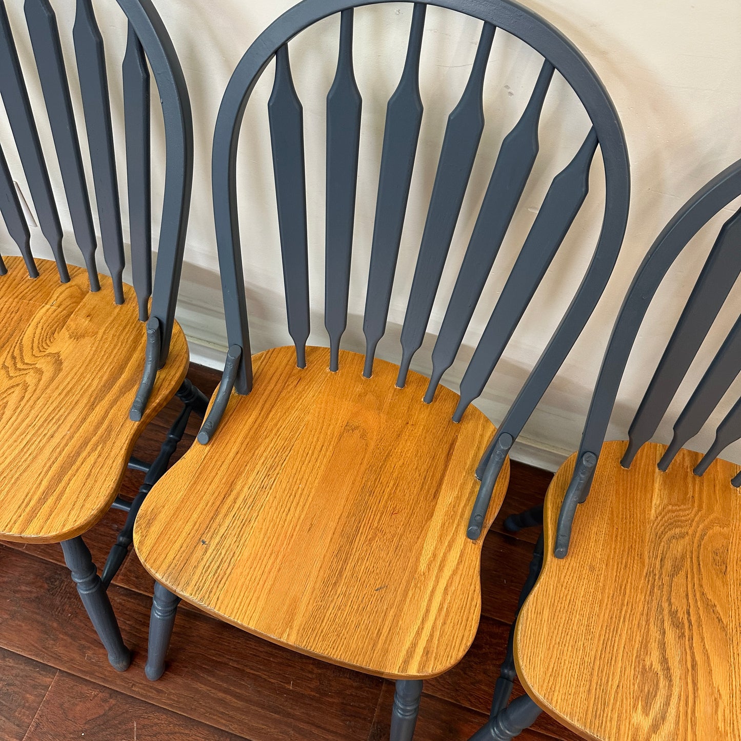 Oak & Blue Dining Chairs (set of 4)