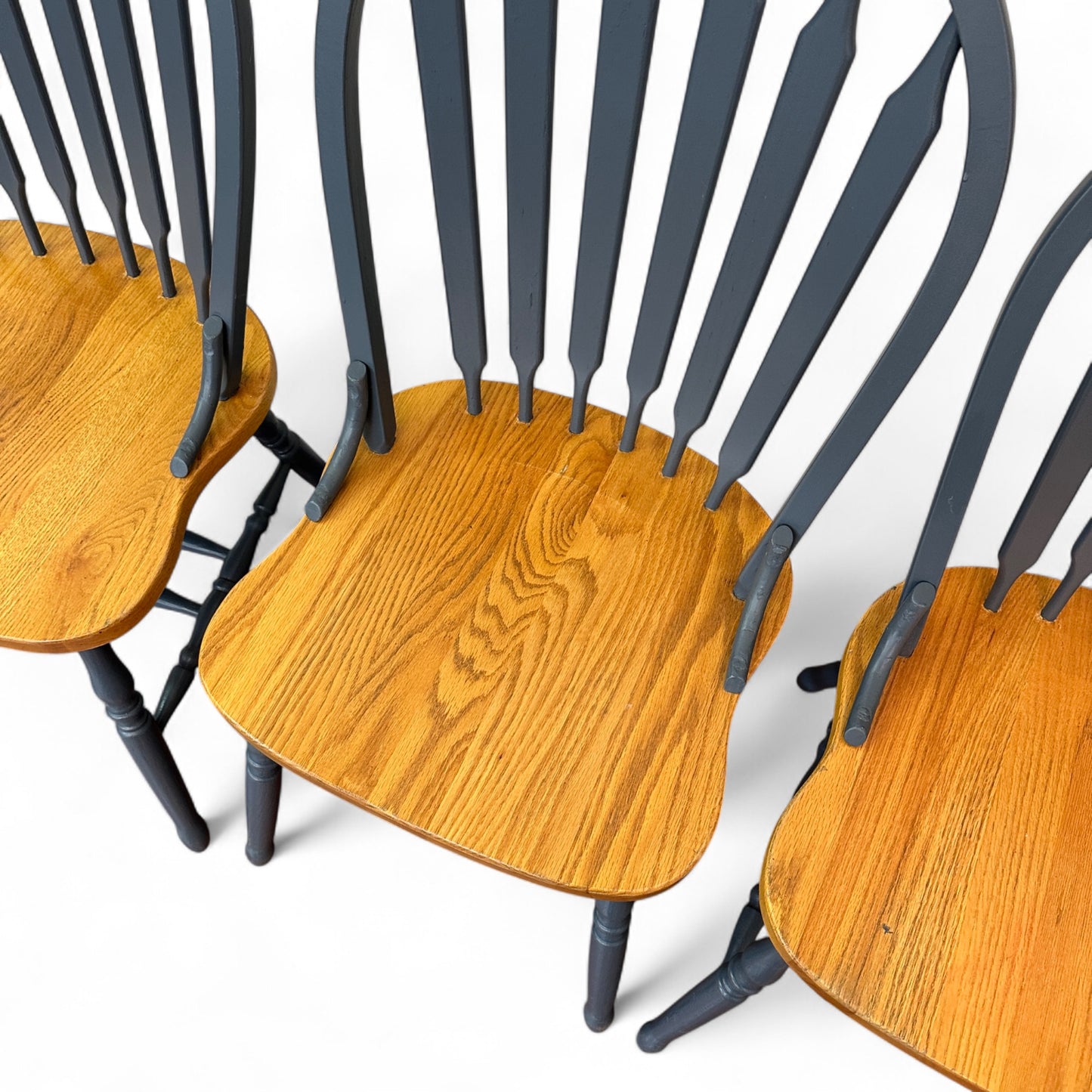 Oak & Blue Dining Chairs (set of 4)