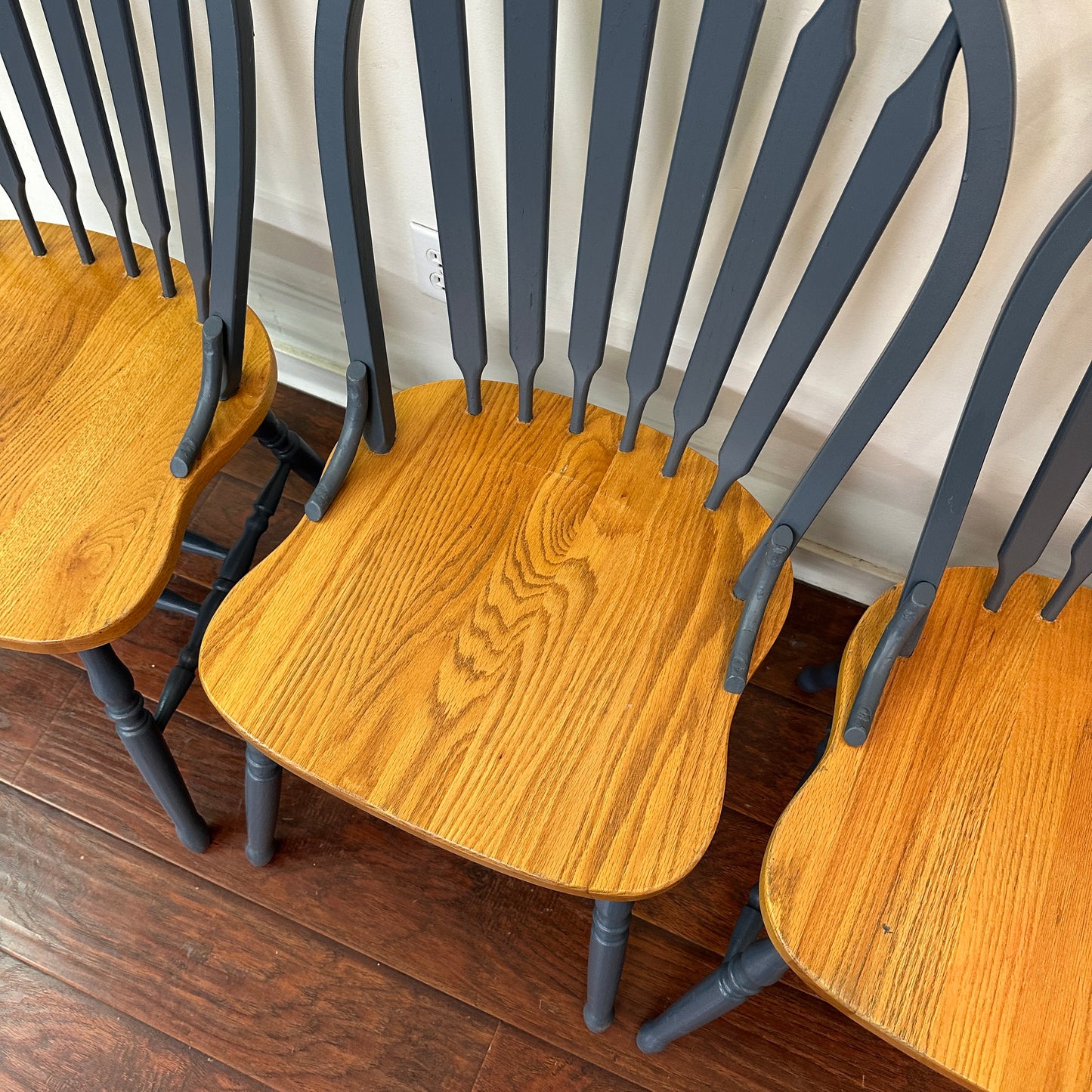 Oak & Blue Dining Chairs (set of 4)