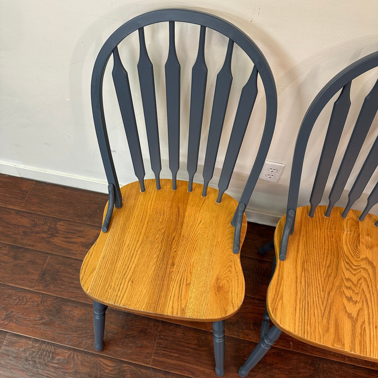 Oak & Blue Dining Chairs (set of 4)
