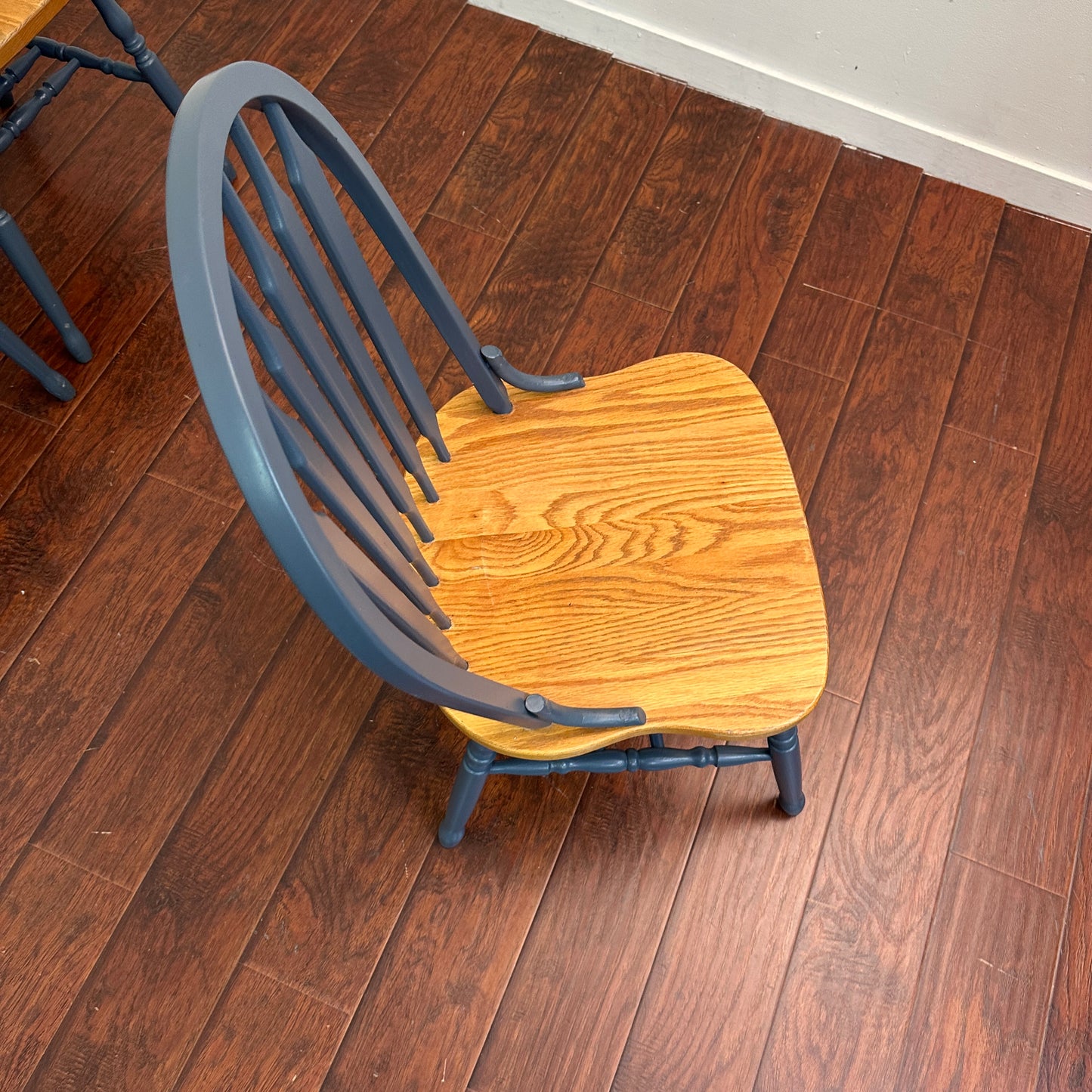 Oak & Blue Dining Chairs (set of 4)