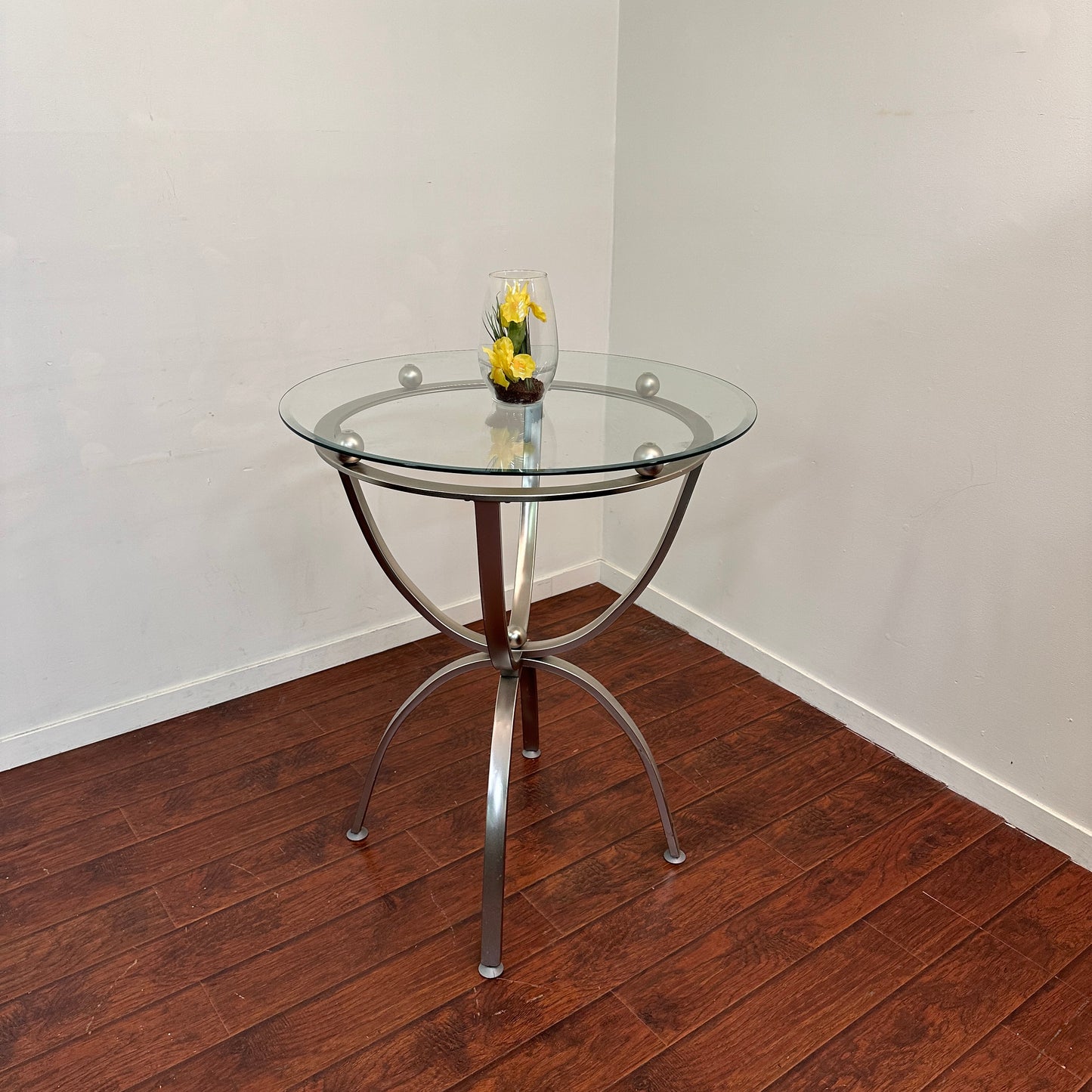 Bar-Height Round Glass Table