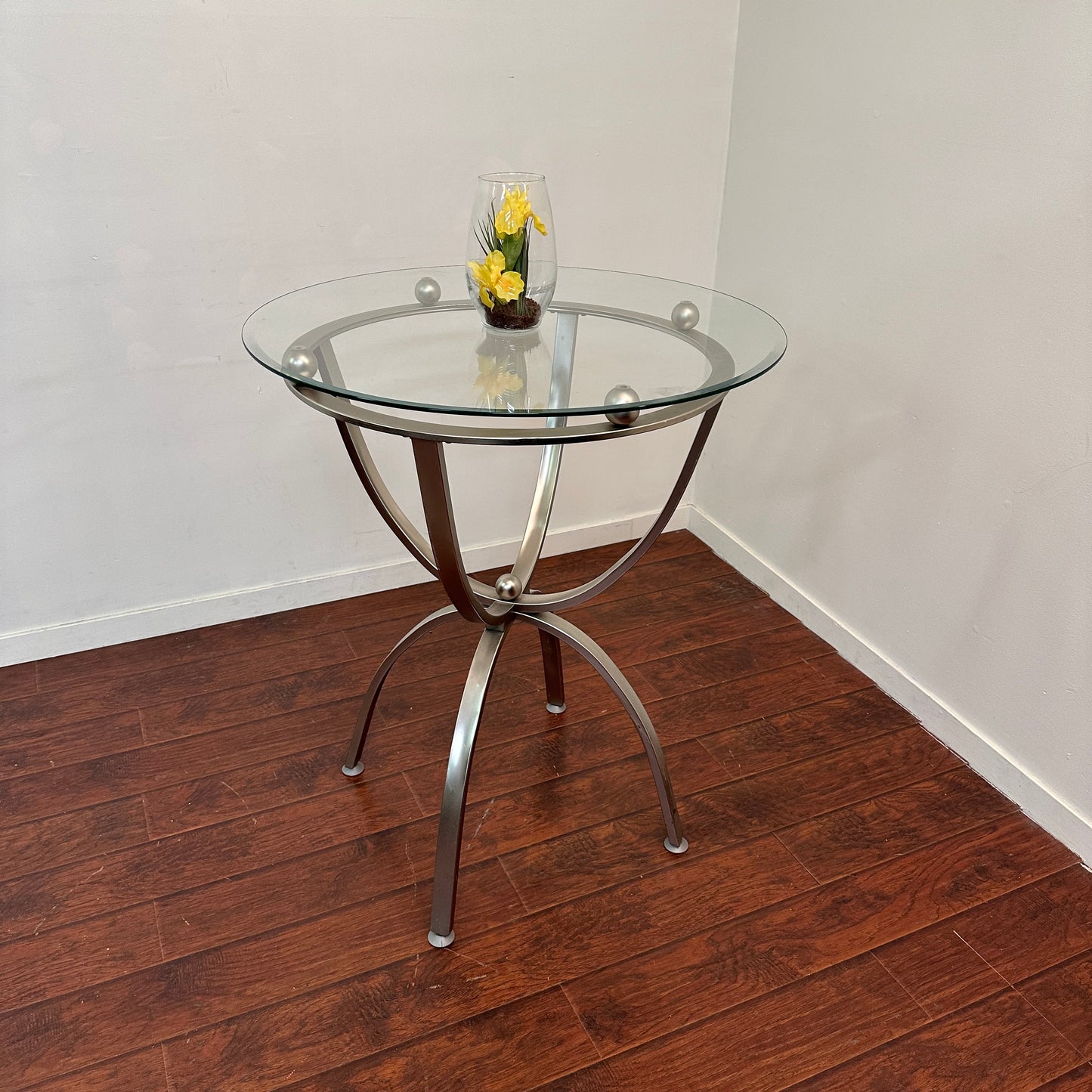 Bar-Height Round Glass Table