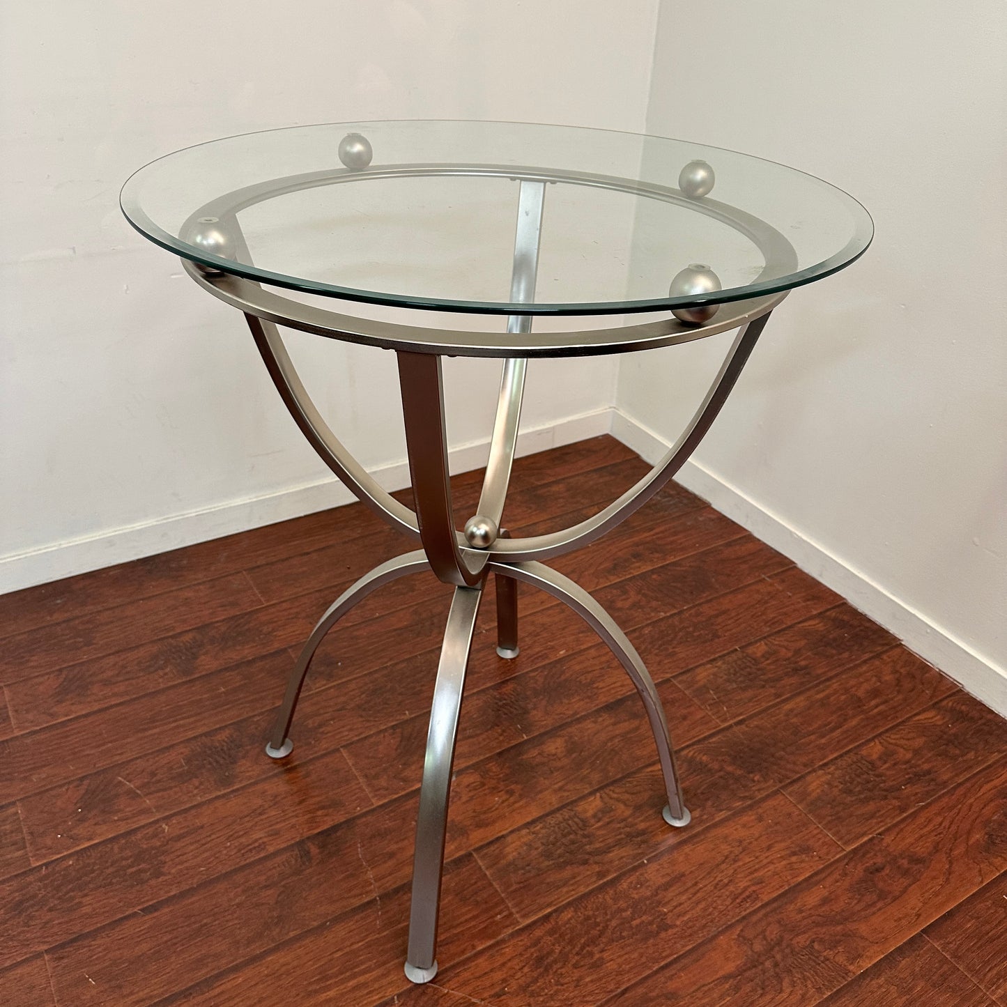 Bar-Height Round Glass Table