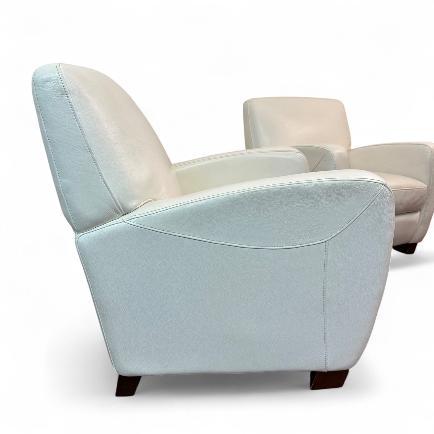 Cream White Leather Accent Chairs (set of 2)