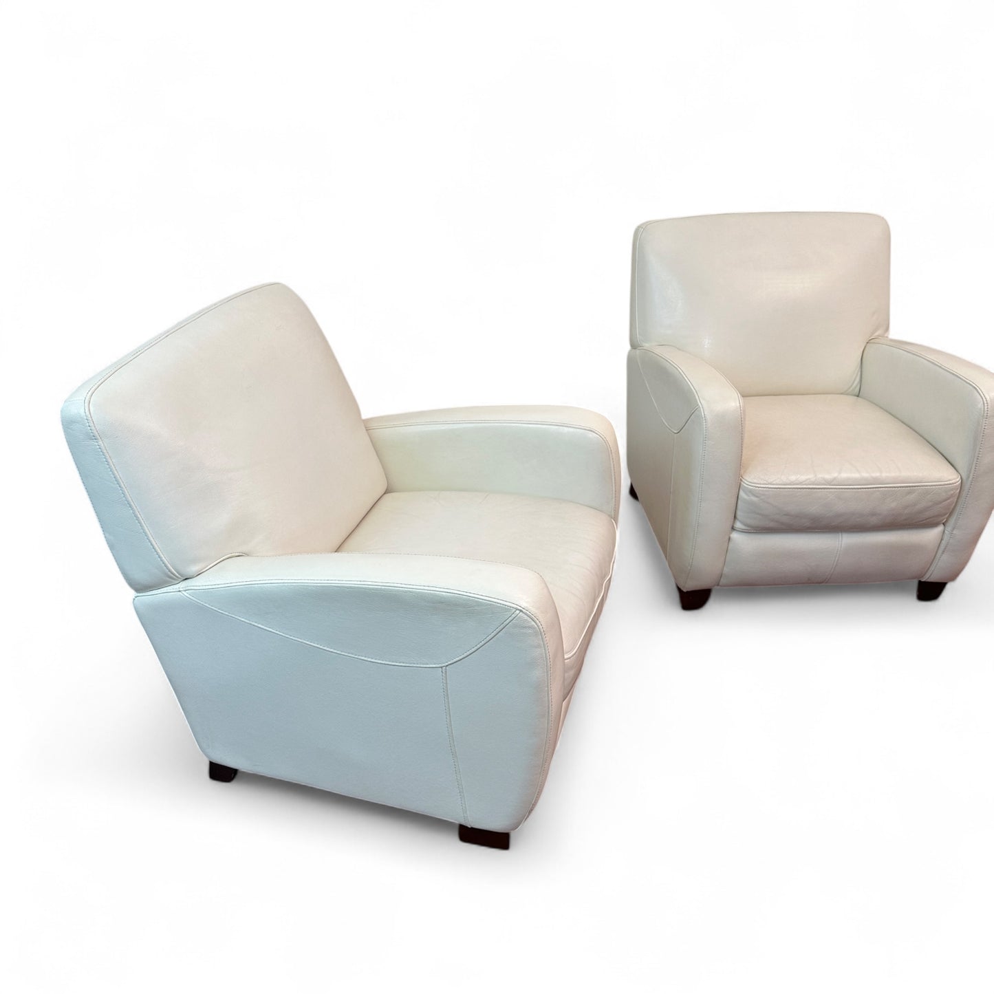Cream White Leather Accent Chairs (set of 2)