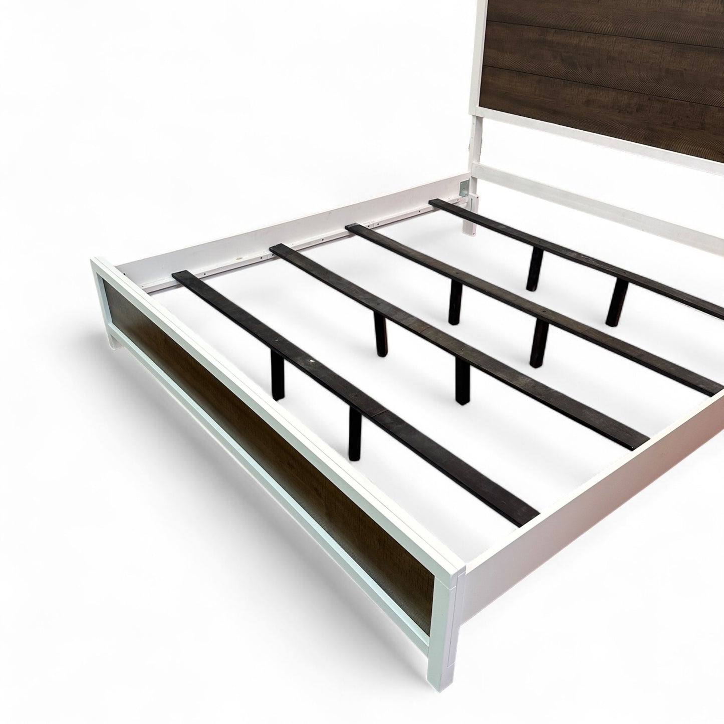 Fusion King White & Brown Panel Bed
