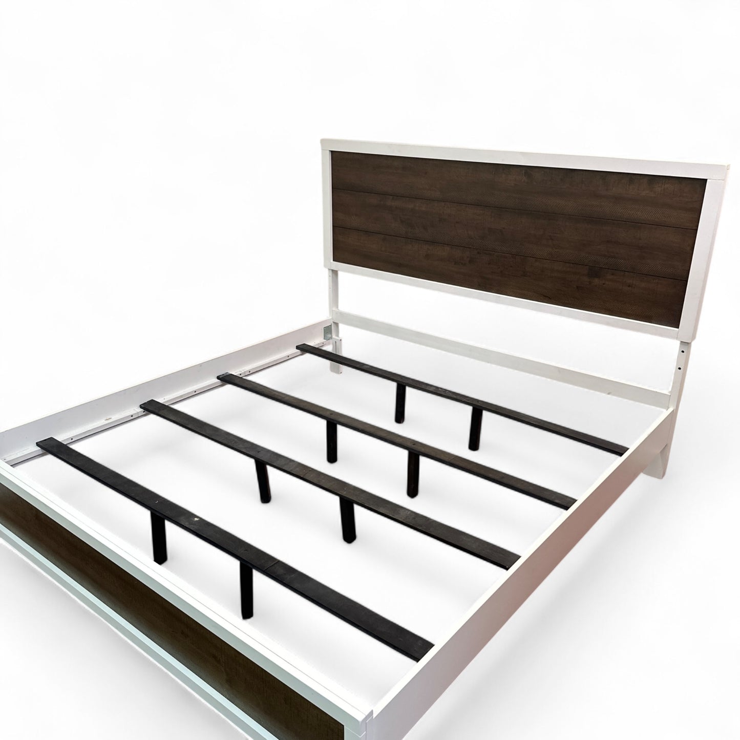 Fusion King White & Brown Panel Bed