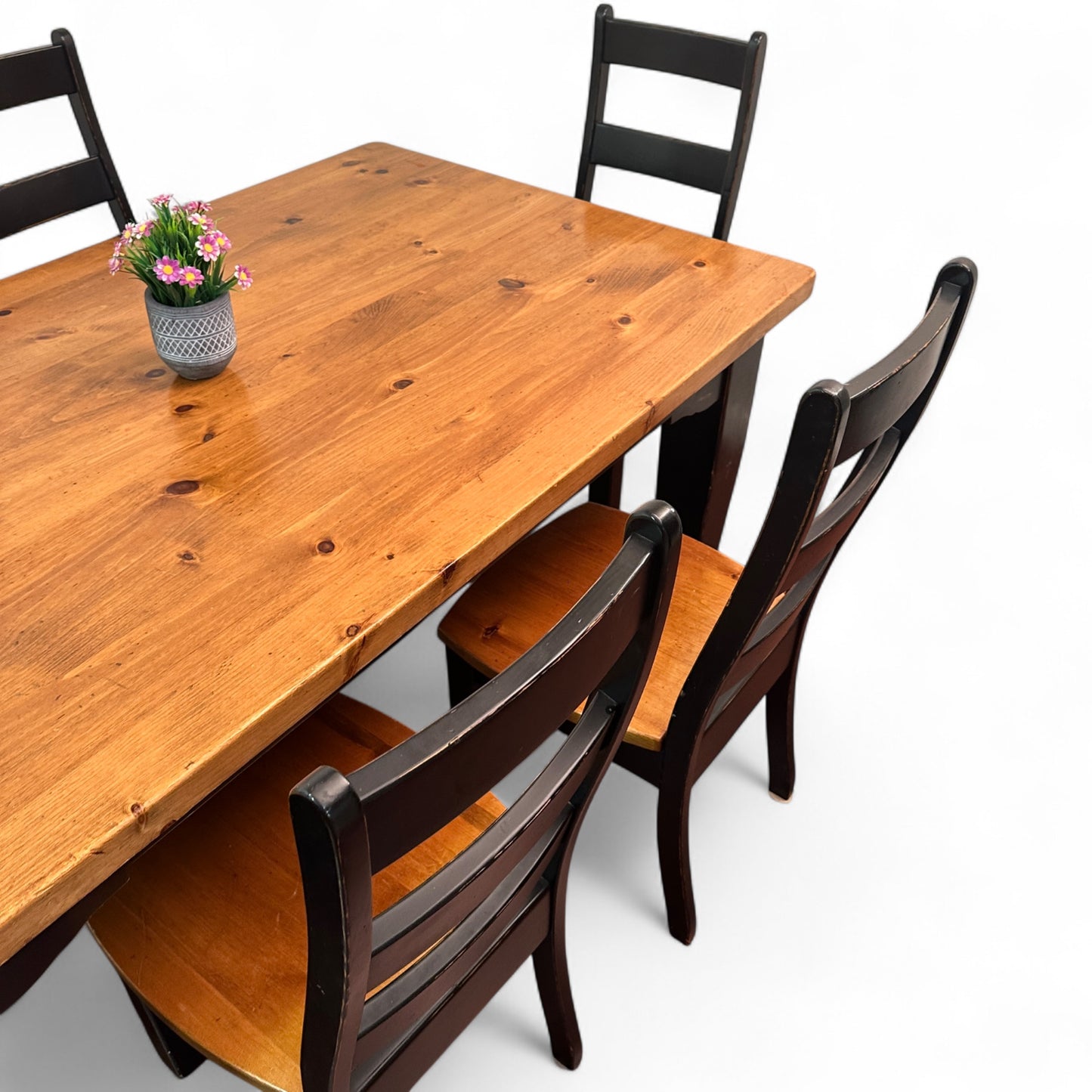 Farmhouse Pine Wood Dining Set