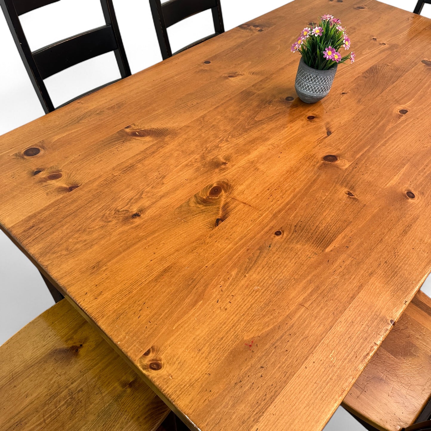 Farmhouse Pine Wood Dining Set
