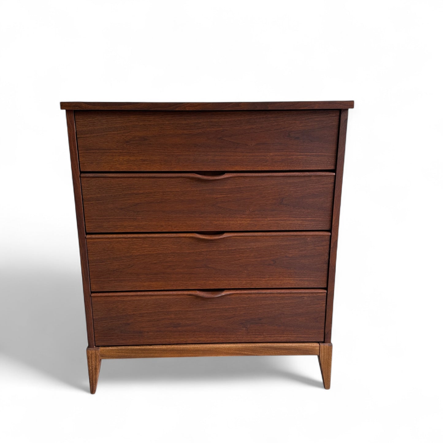 Walnut Mid-Century 4 Drawers Highboy Dresser