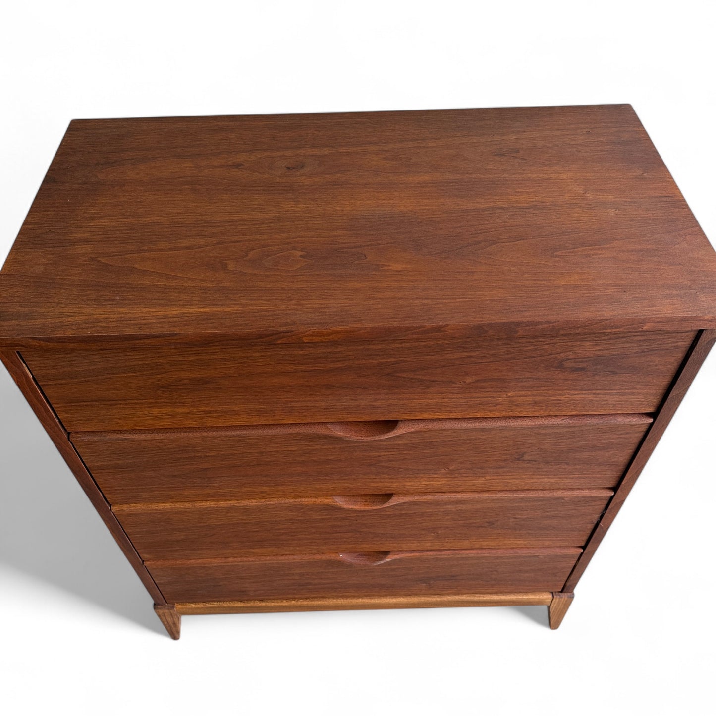 Walnut Mid-Century 4 Drawers Highboy Dresser