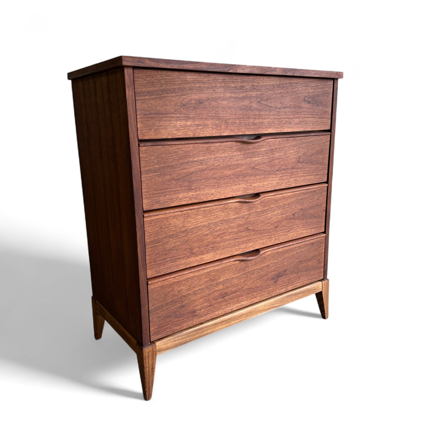 Walnut Mid-Century 4 Drawers Highboy Dresser