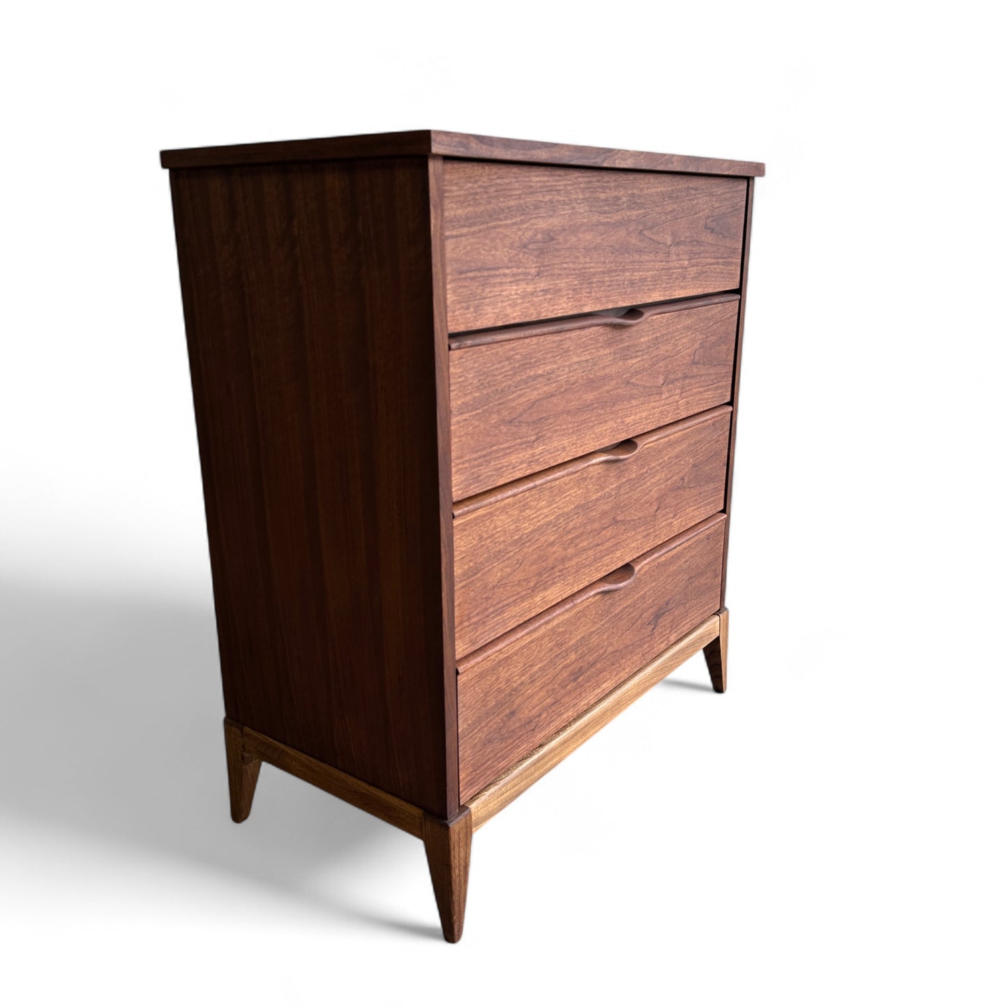 Walnut Mid-Century 4 Drawers Highboy Dresser