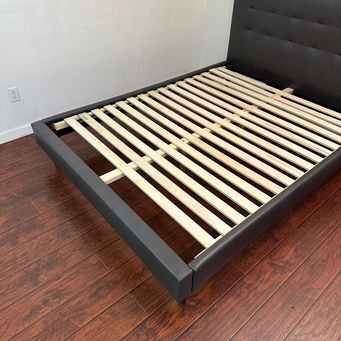 Faux Leather Mid-Century Style Queen Bed
