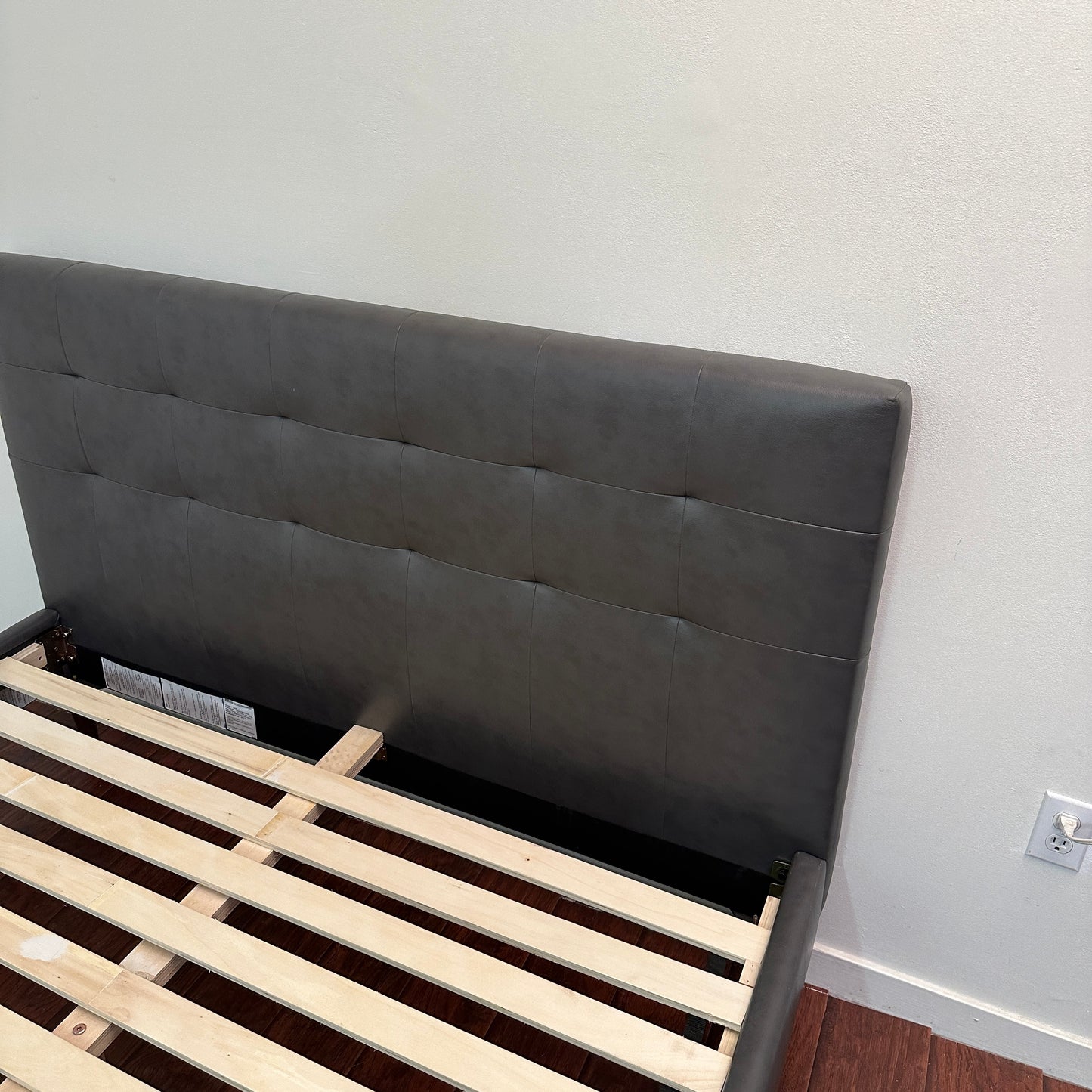 Faux Leather Mid-Century Style Queen Bed