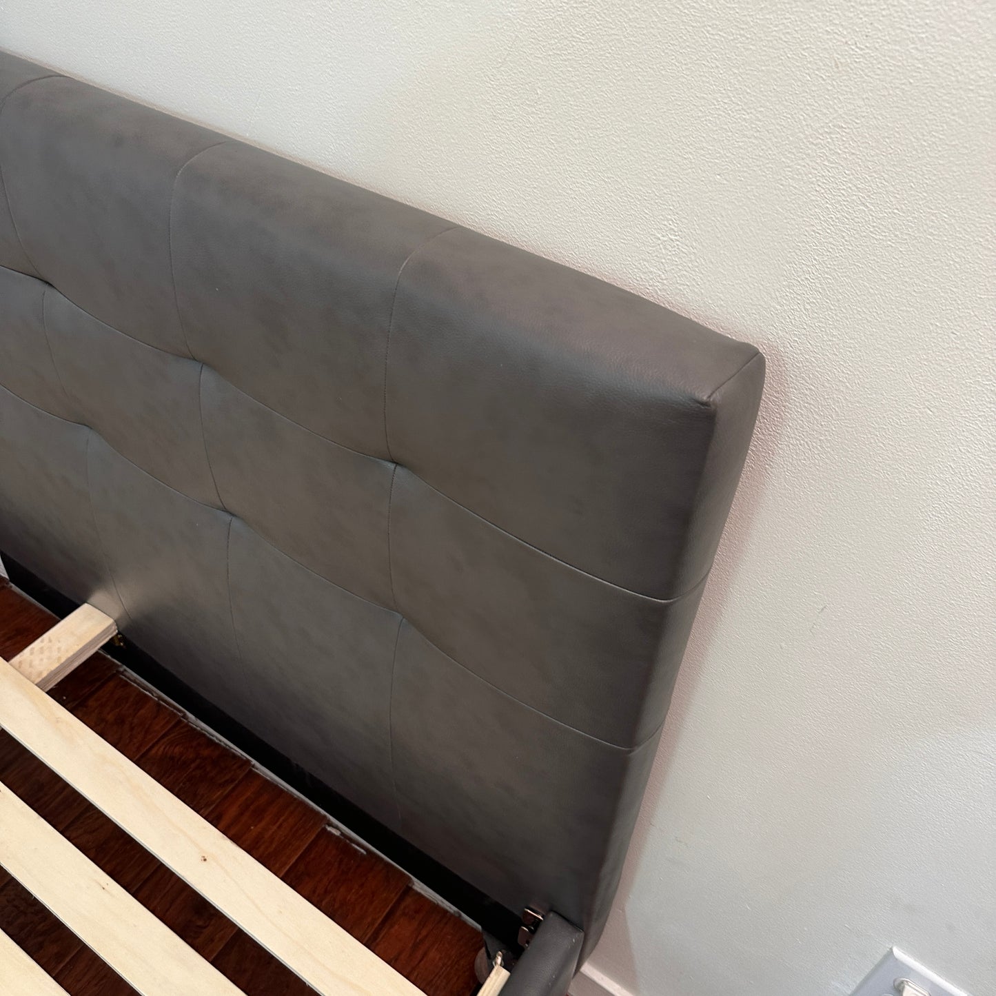 Faux Leather Mid-Century Style Queen Bed