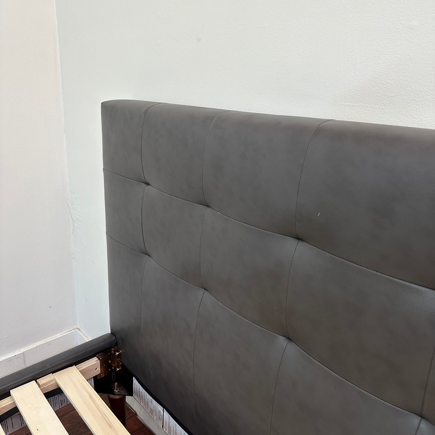 Faux Leather Mid-Century Style Queen Bed