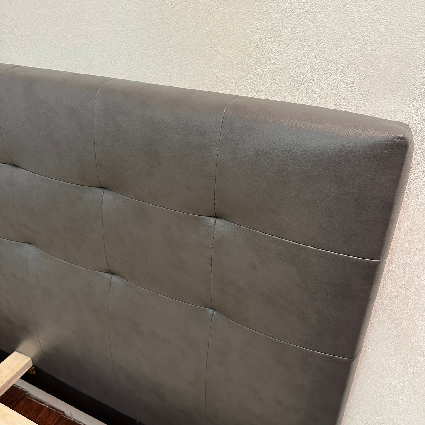 Faux Leather Mid-Century Style Queen Bed