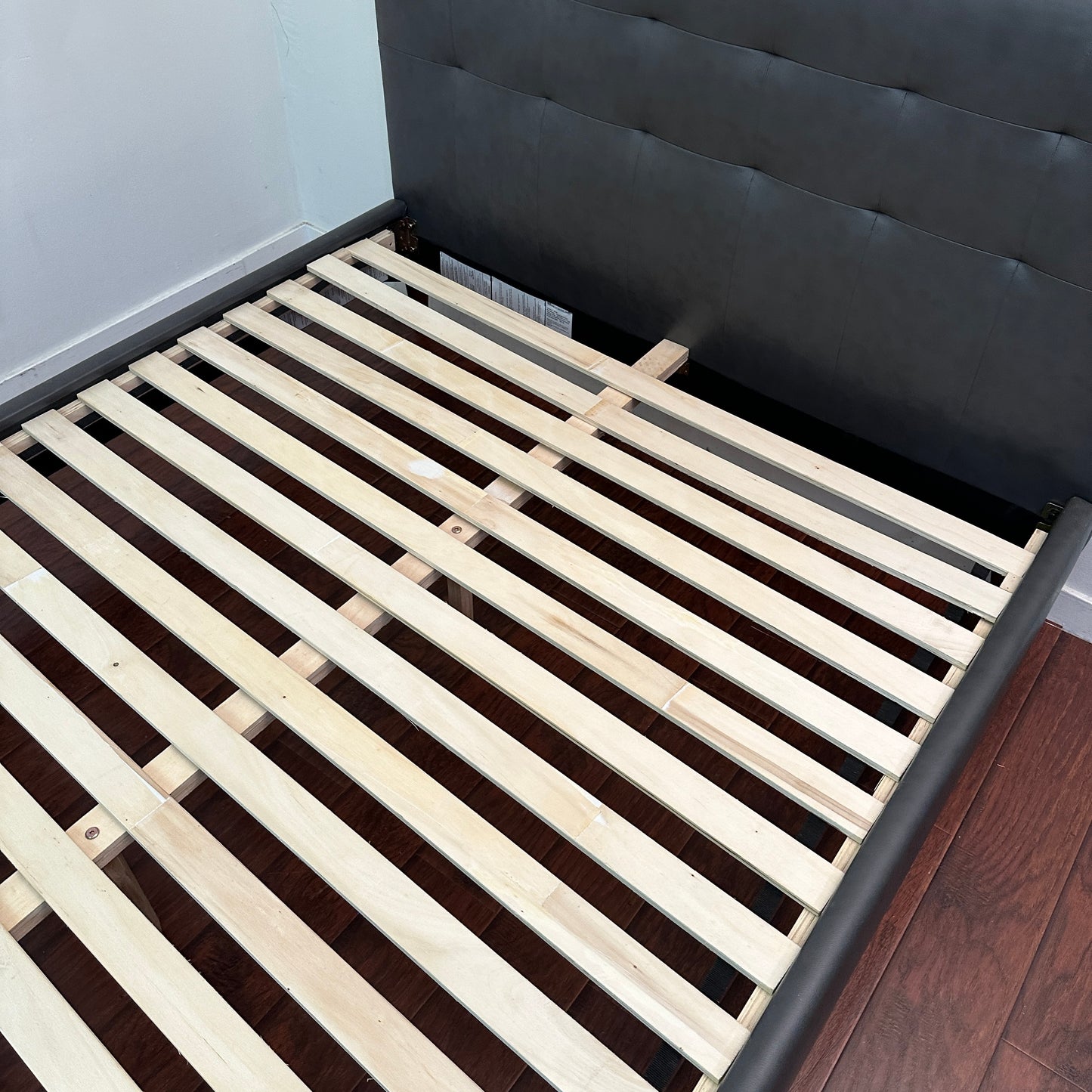 Faux Leather Mid-Century Style Queen Bed