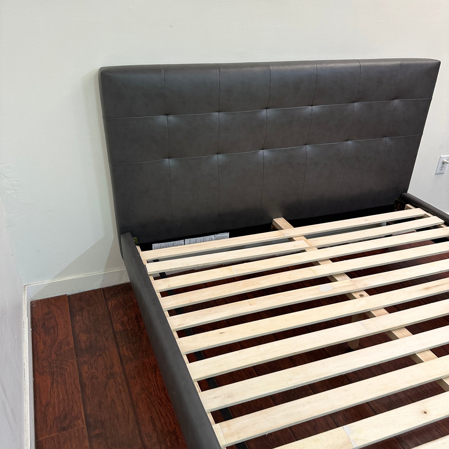 Faux Leather Mid-Century Style Queen Bed