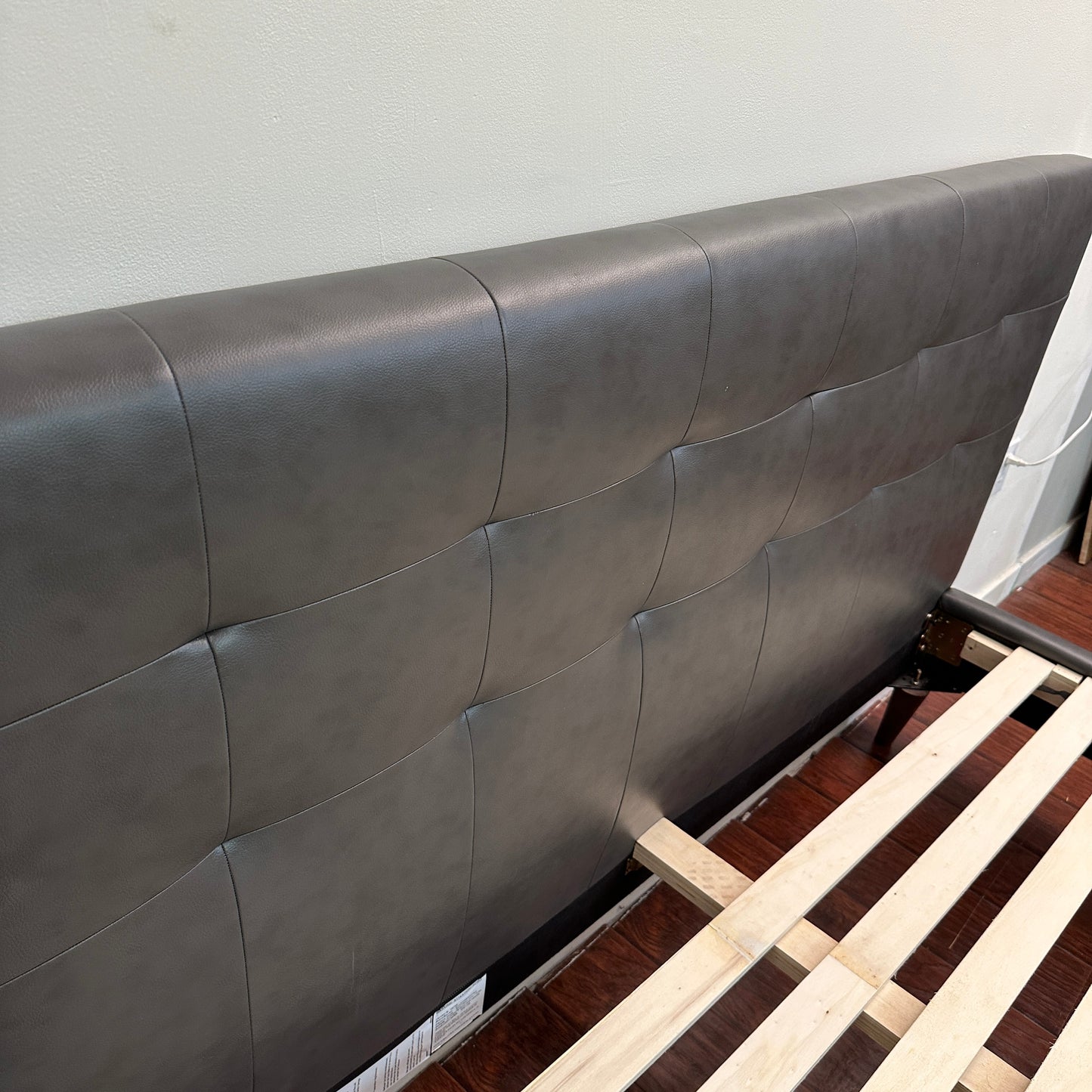 Faux Leather Mid-Century Style Queen Bed