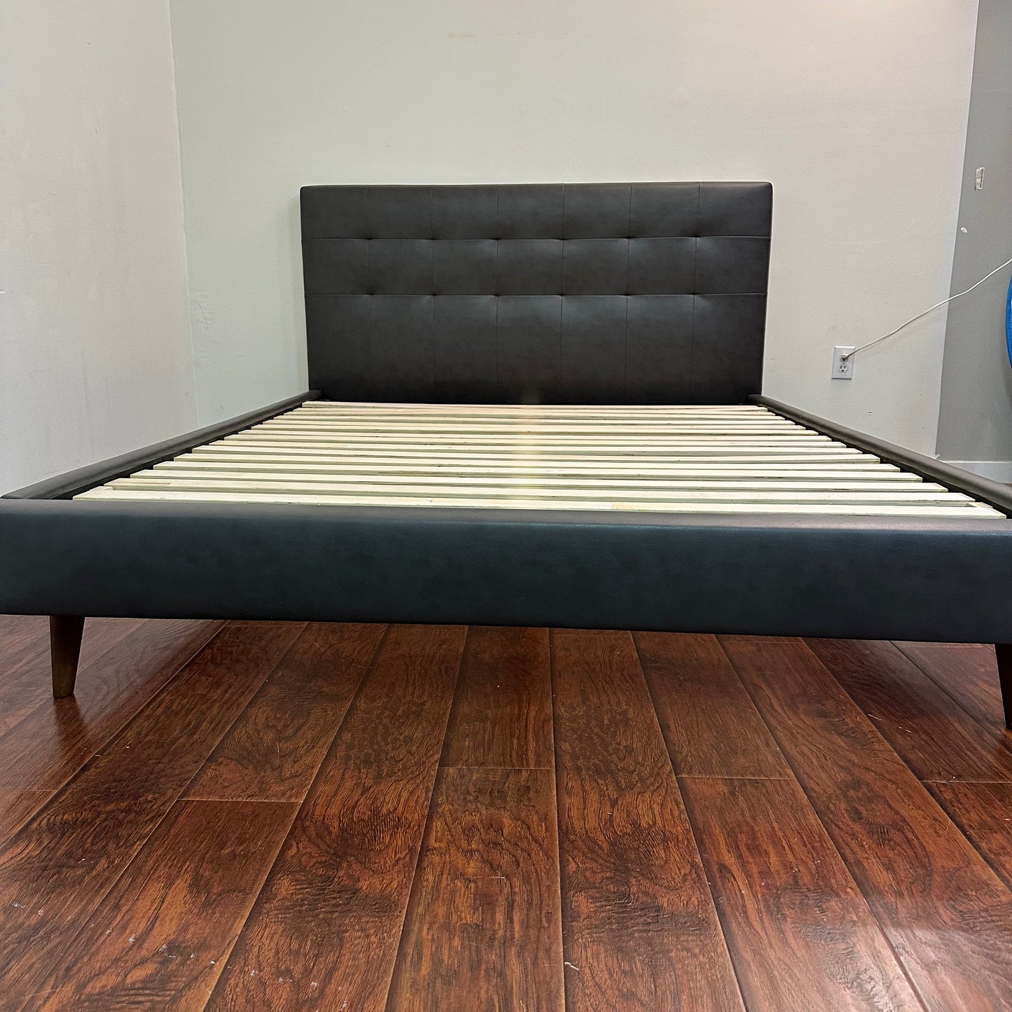 Faux Leather Mid-Century Style Queen Bed
