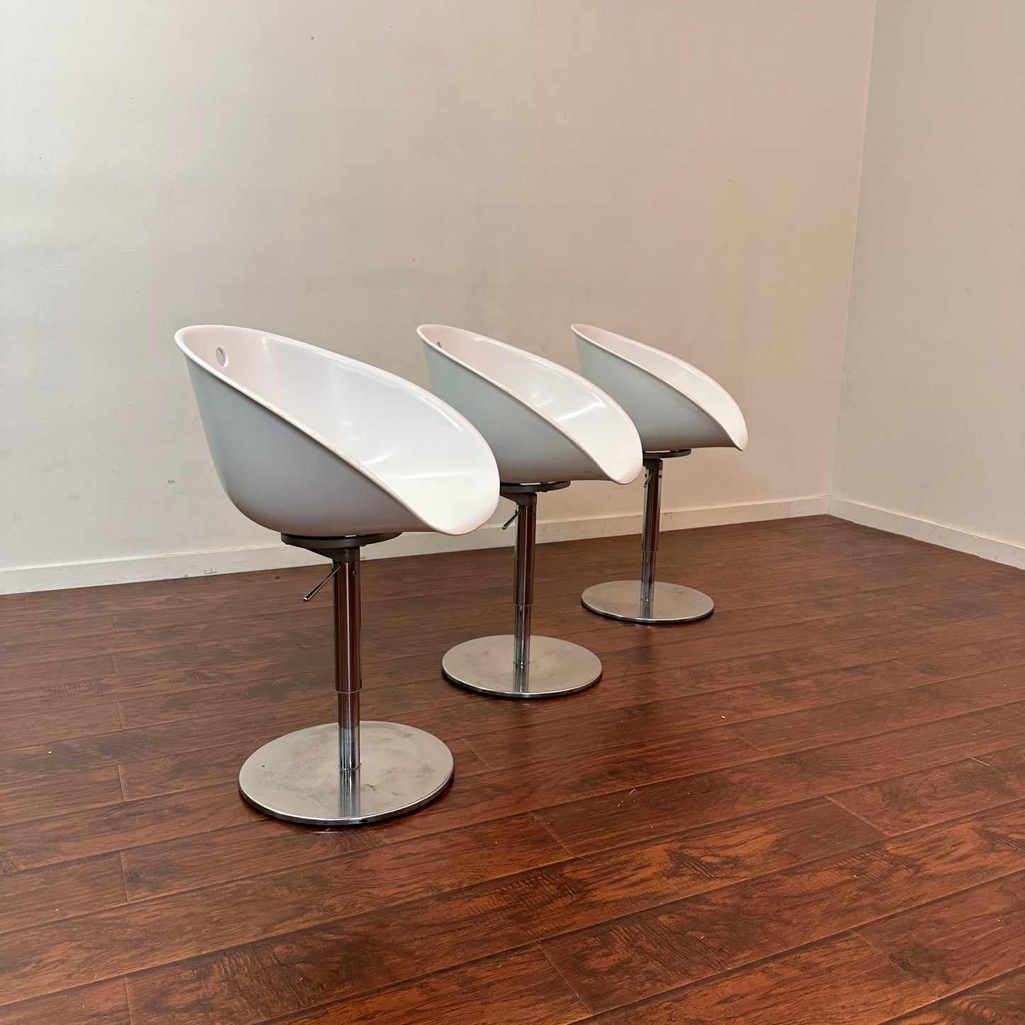 Italian Mid-Century Pedrali White Swivel Chair (x3)