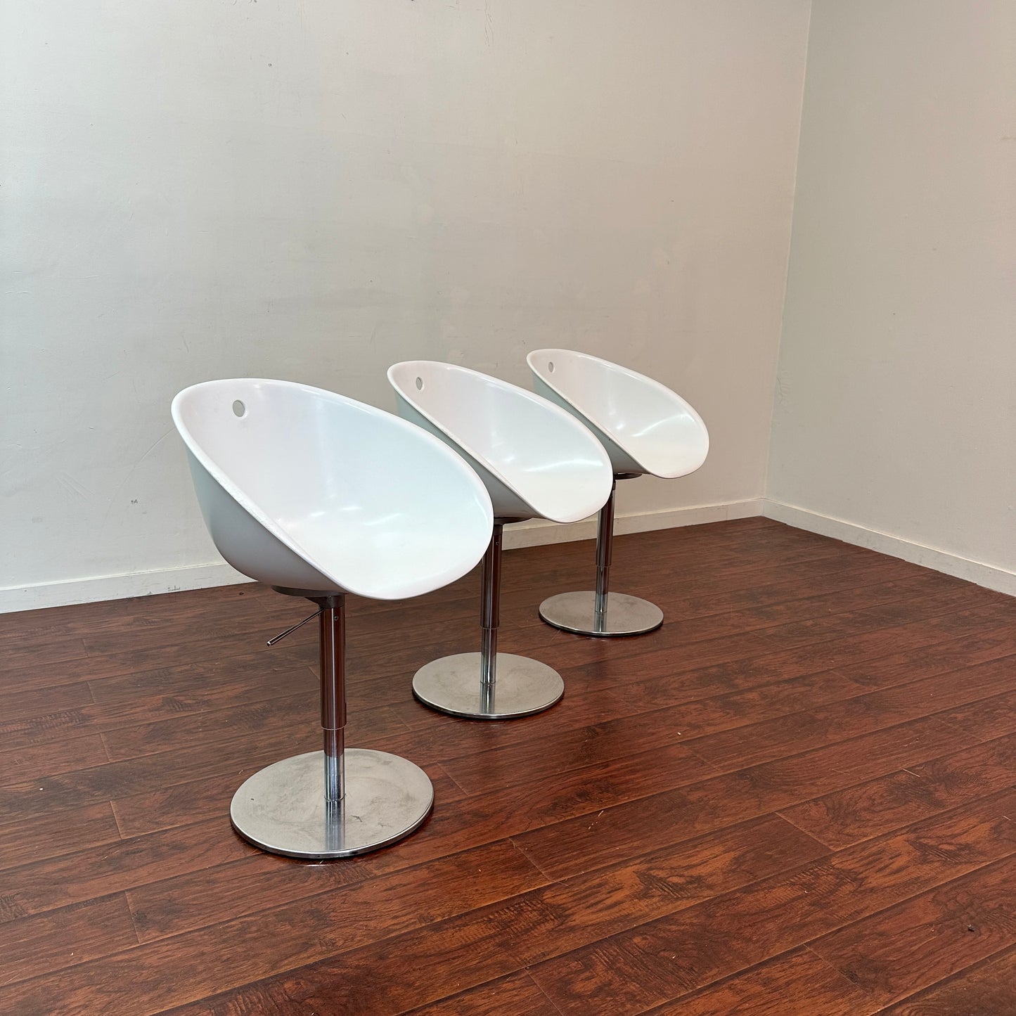 Italian Mid-Century Pedrali White Swivel Chair (x3)