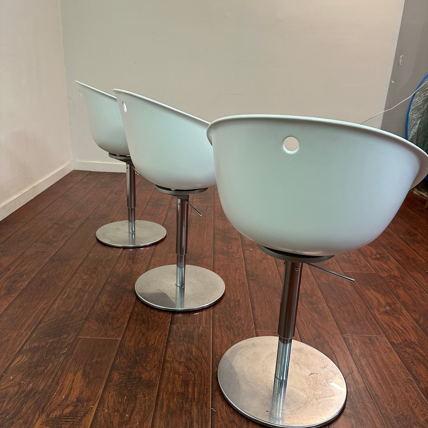 Italian Mid-Century Pedrali White Swivel Chair (x3)