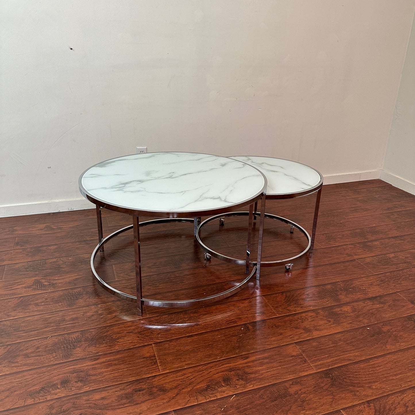 Josie Glam Round Glass Top Nesting Coffee Tables