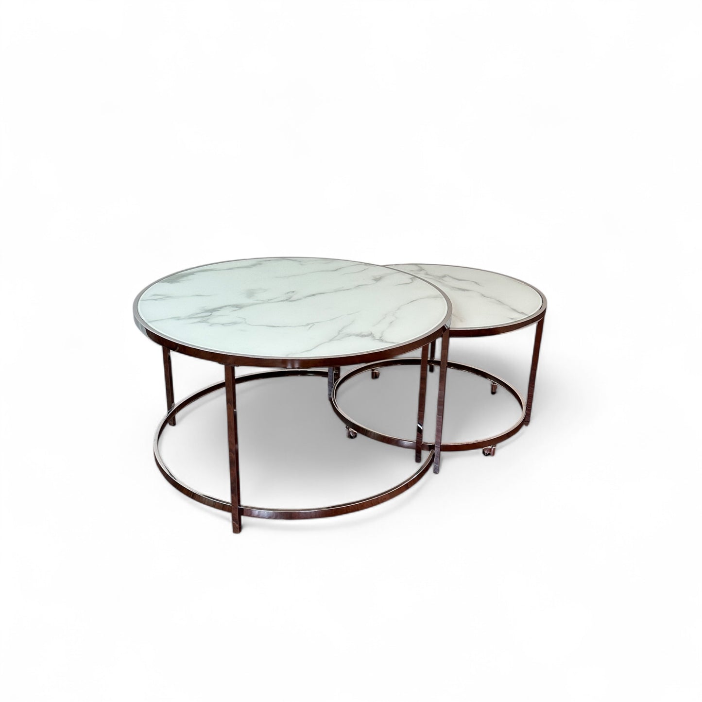 Josie Glam Round Glass Top Nesting Coffee Tables