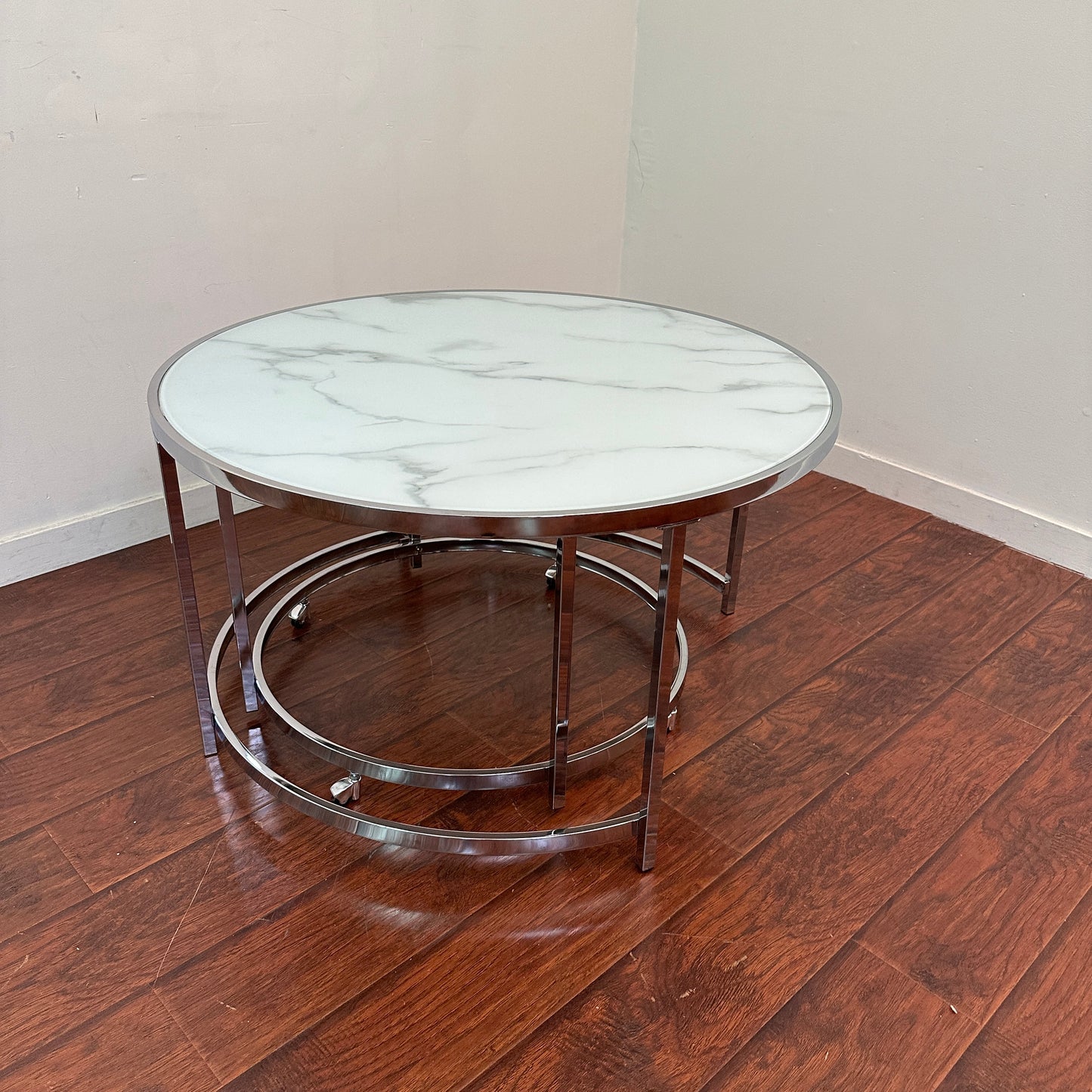 Josie Glam Round Glass Top Nesting Coffee Tables