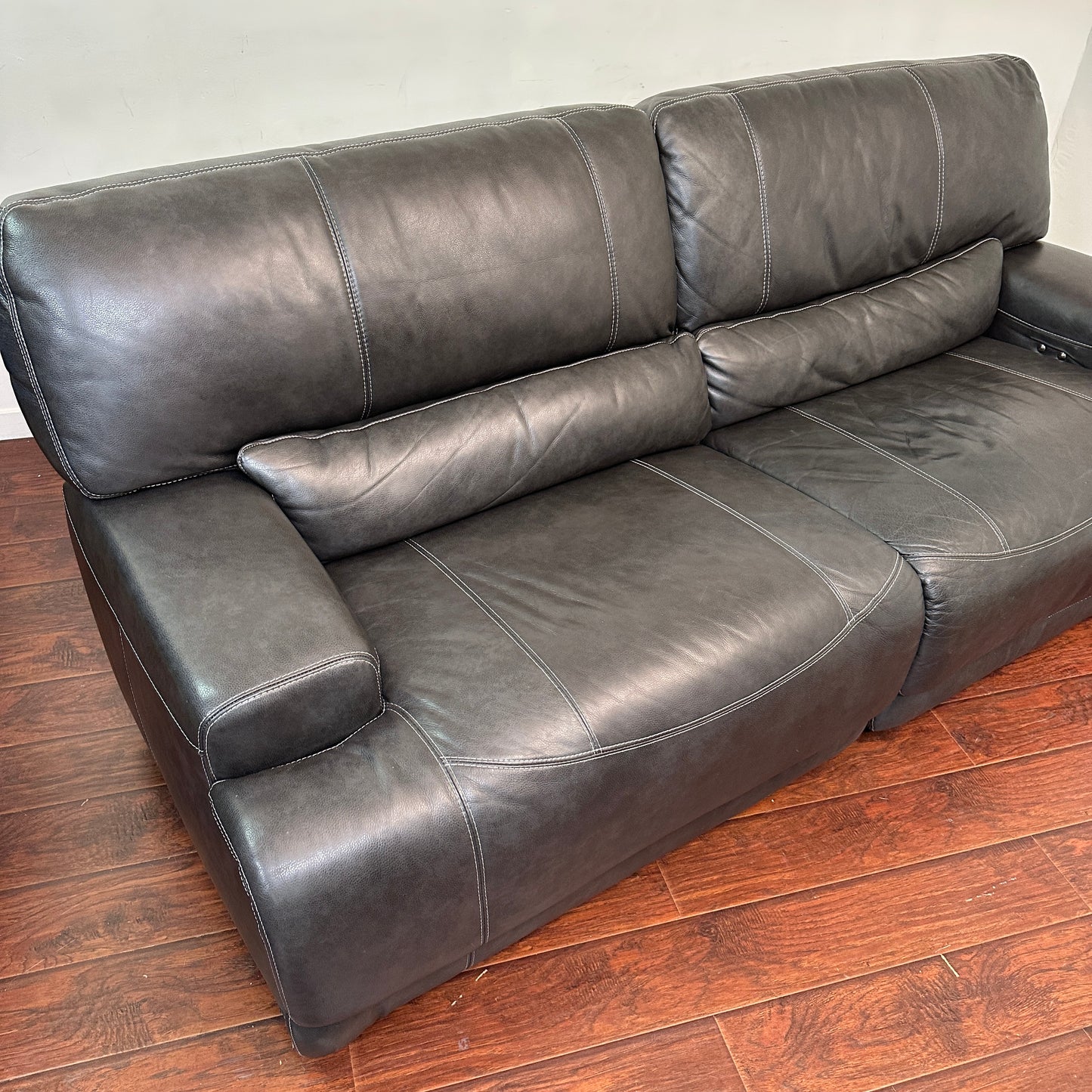 Charcoal Leather Power Reclining Sofa